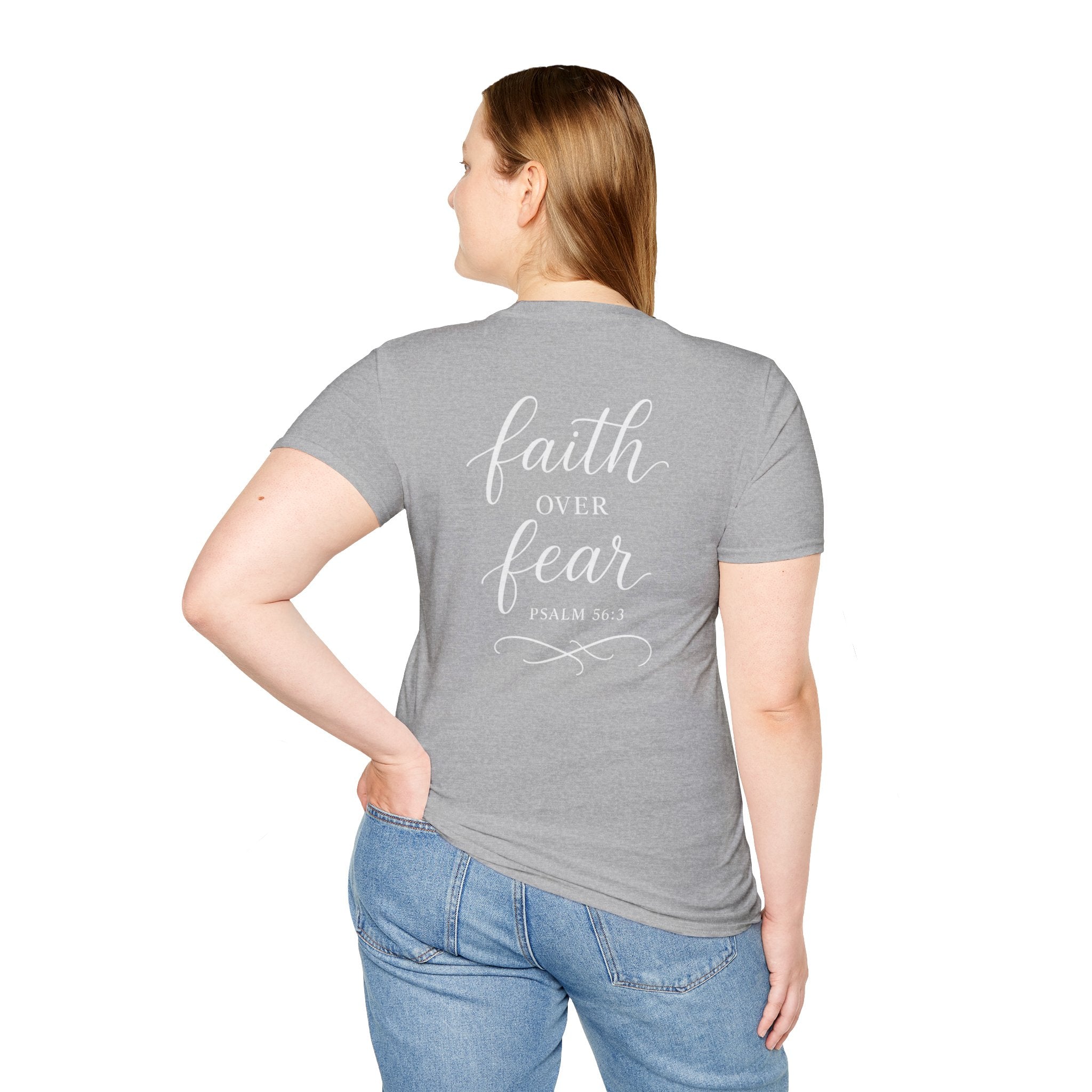 "Faith Over Fear" (Ladies) (Design on Back/Logo on Front)