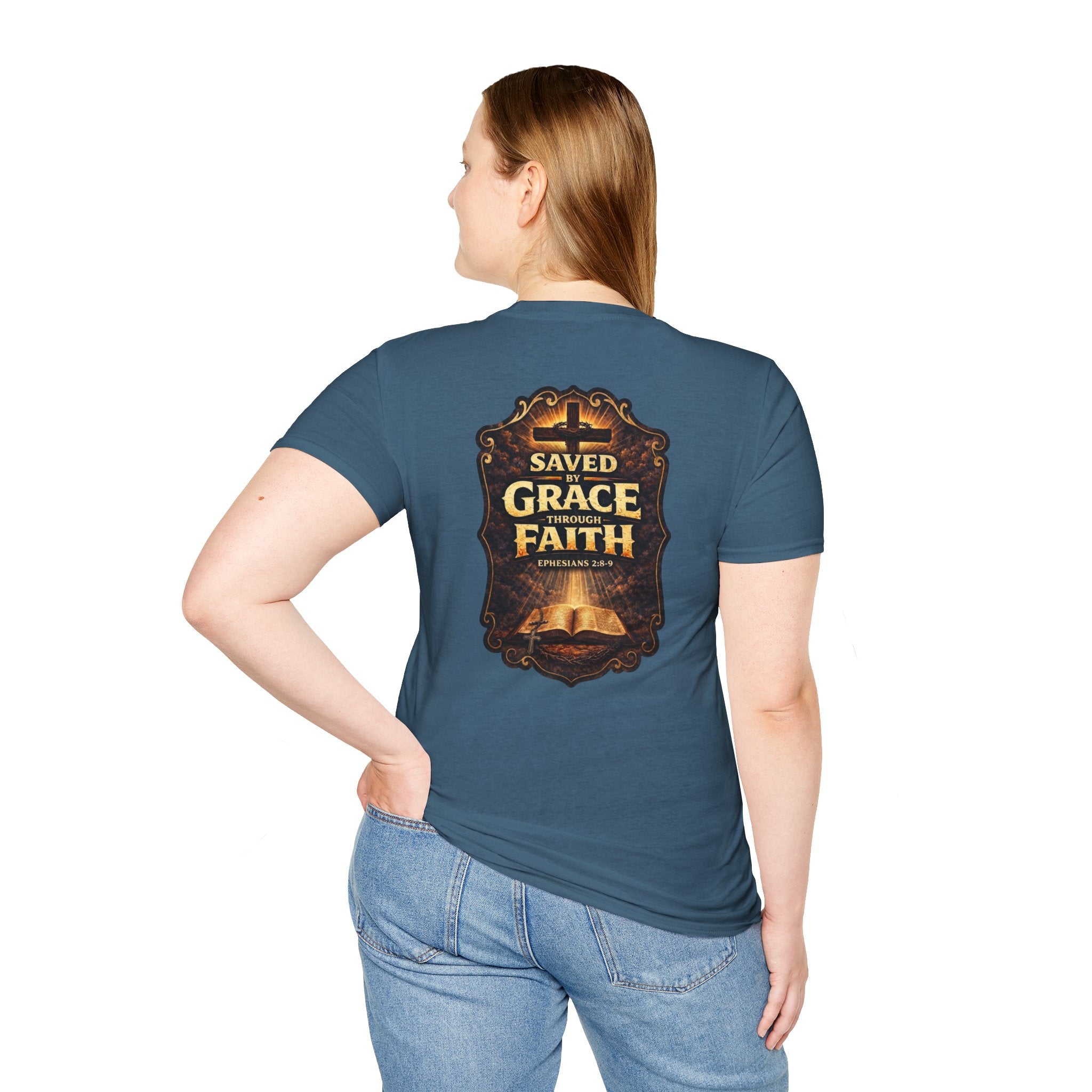 "Saved by Grace" (Design on Back/Logo on Front)