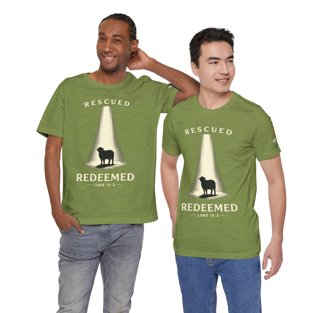 Luke 15:3 "Rescued and Redeemed" (Design on Front/Logo on Sleeve)