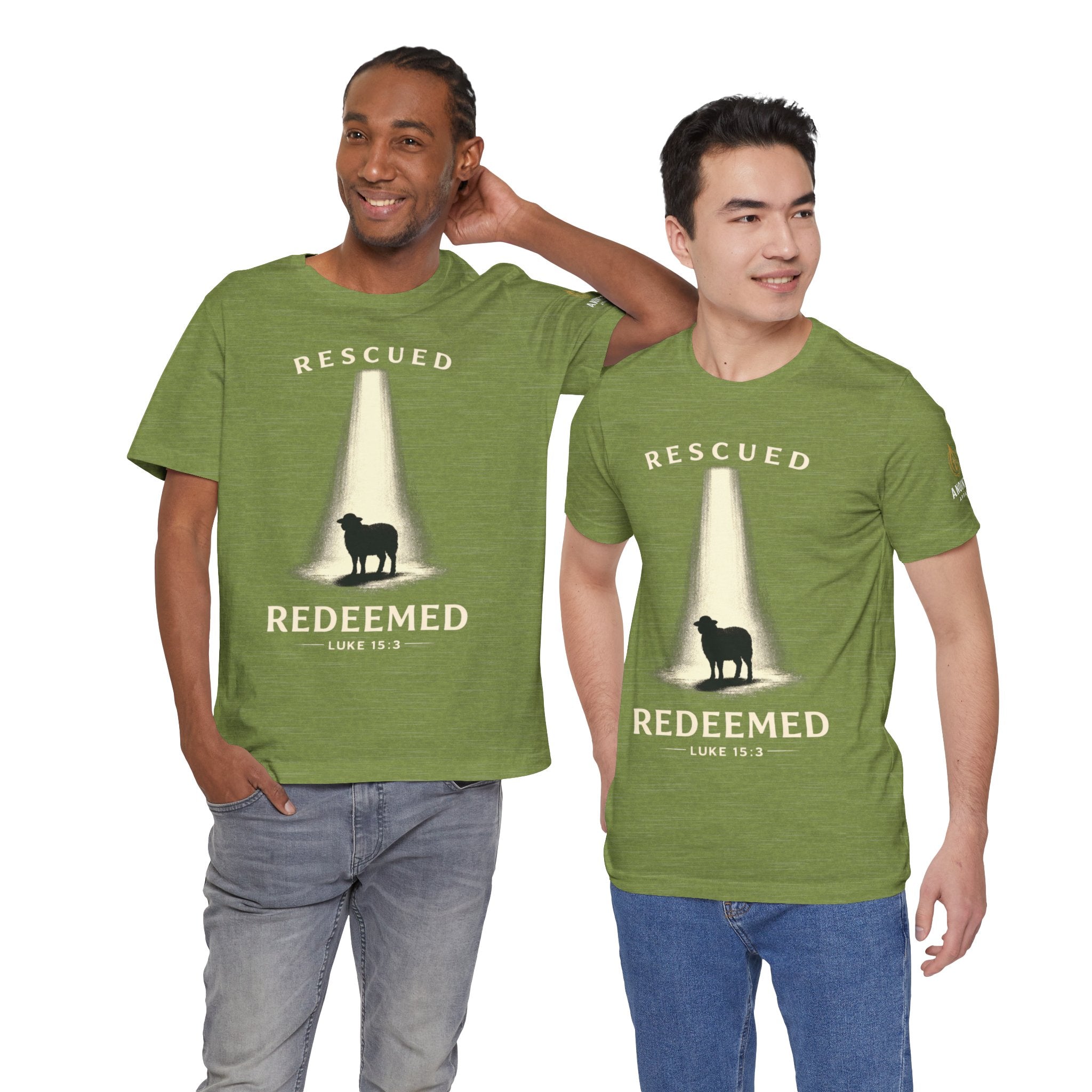 Luke 15:3 "Rescued and Redeemed" (Design on Front/Logo on Sleeve)
