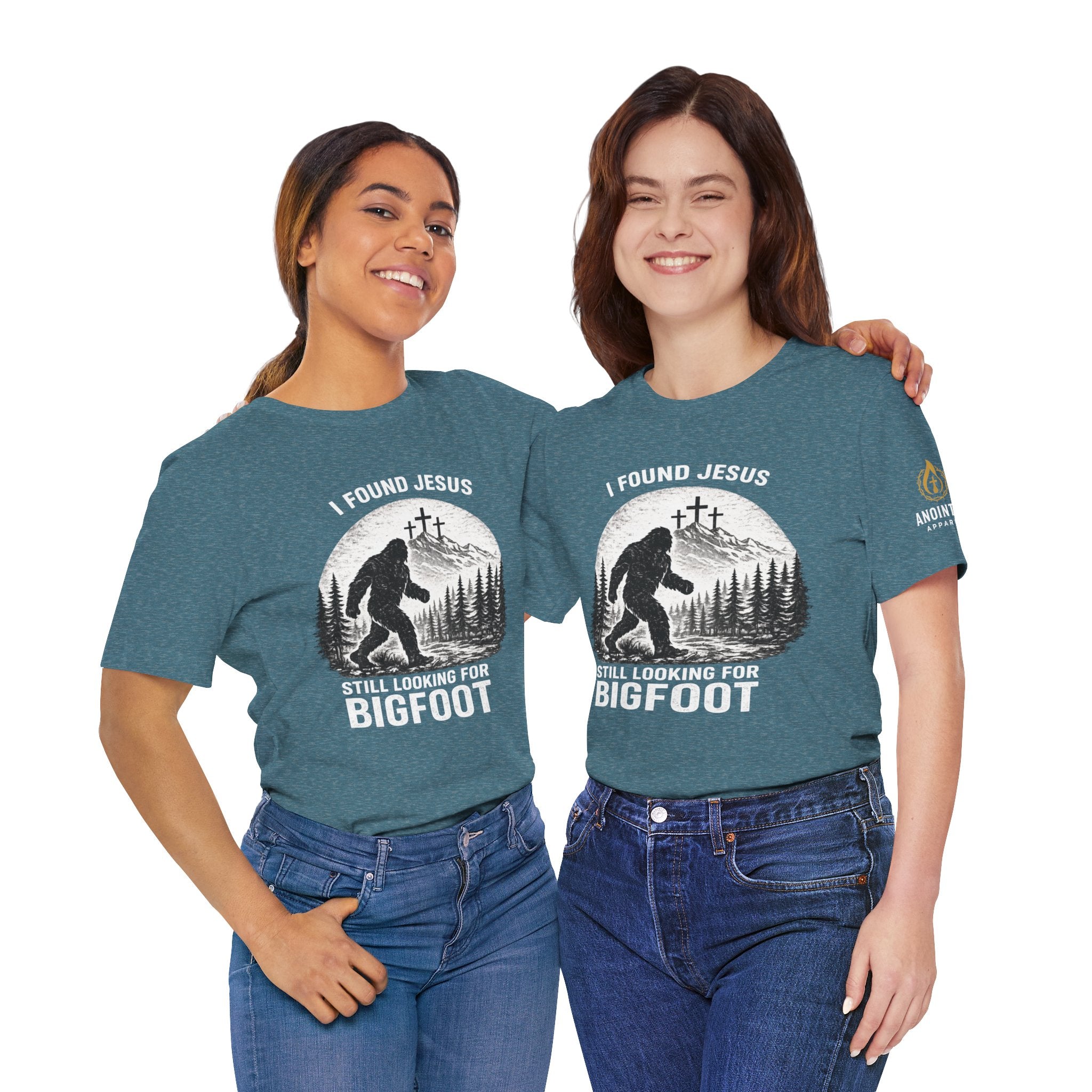 "Jesus and Bigfoot" (Design on Front/Logo on Sleeve)
