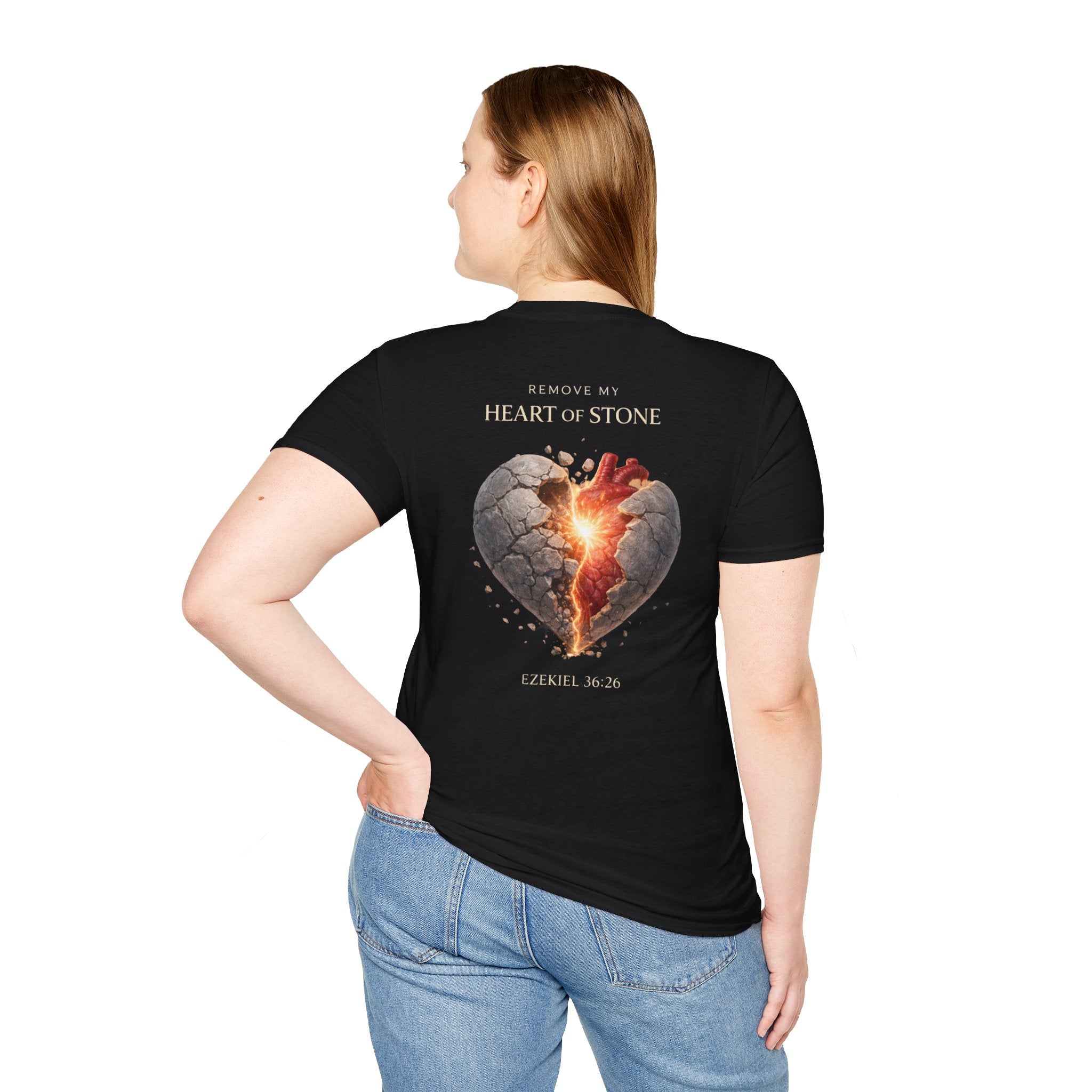 Ezekiel 36:26 - "Heart of Flesh" (Ladies) (Design on Back/Logo on Front)