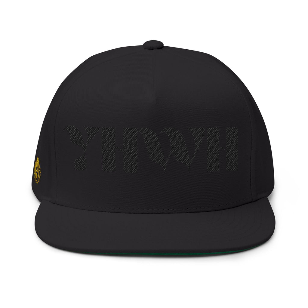 Signature Series "YHWH" (Black) Flat Bill Snap Back (Triple Embroidered)