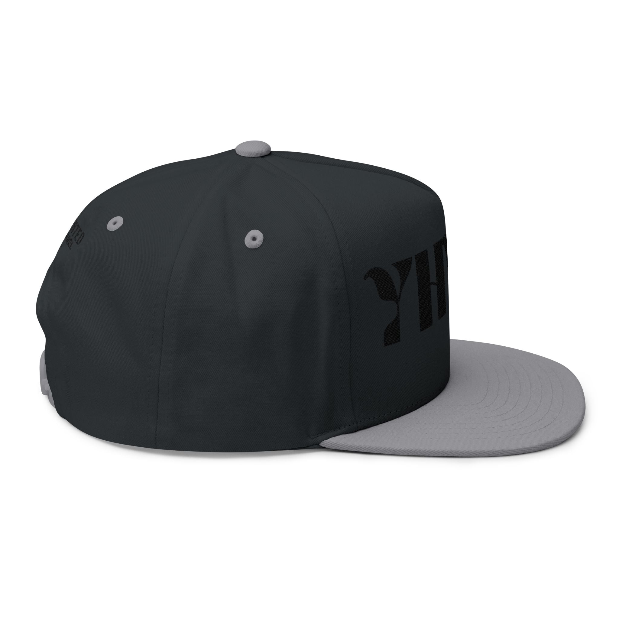 "YHWH" (Black) Flat Bill Snapback (Embroidered Front/Back)