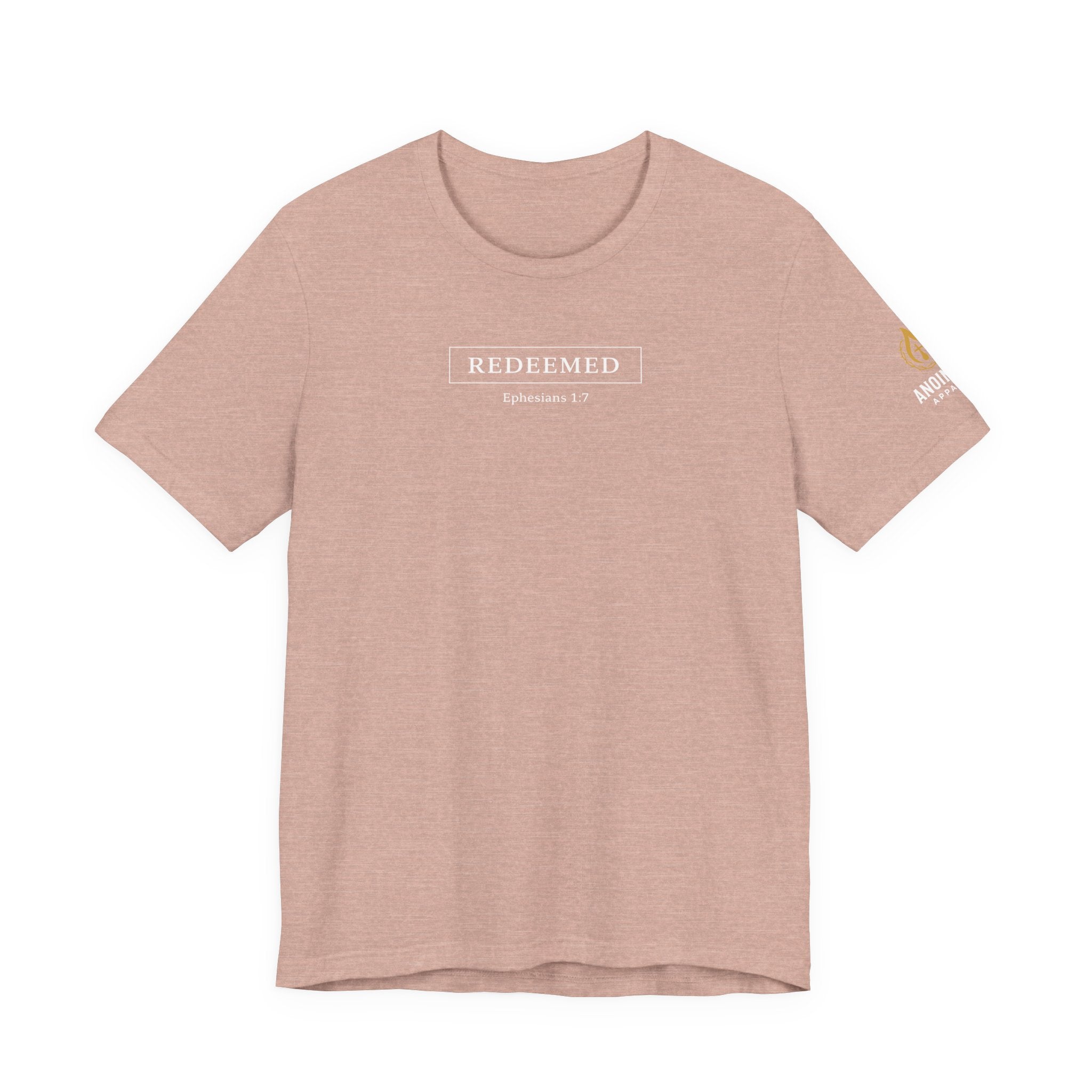 Ephesians 1:7 "Redeemed" (Design on Front/Logo on Sleeve)
