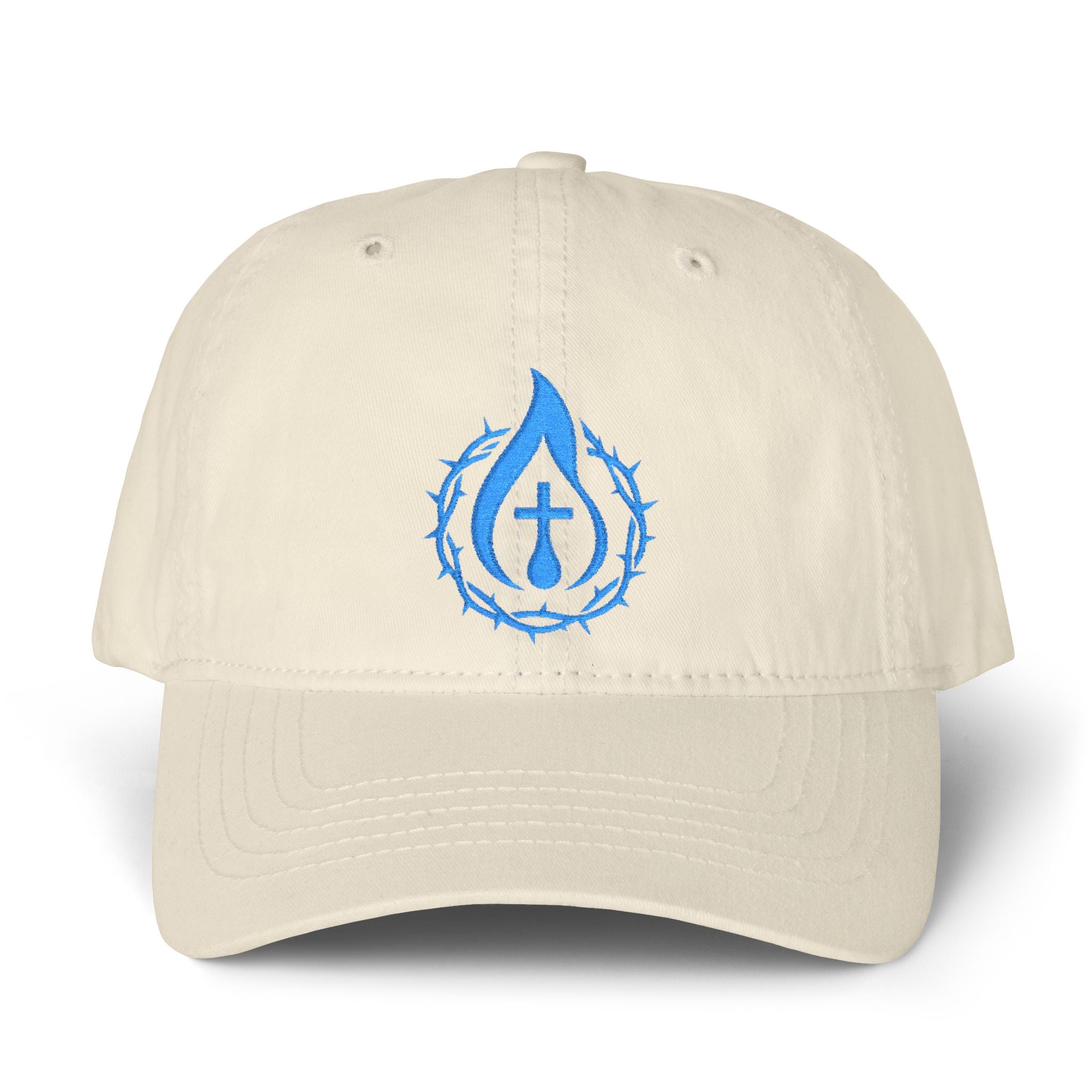 Women's "Anointed" Christian Cap (Blue Logo) (makeup-resistant, concealed ponytail opening)