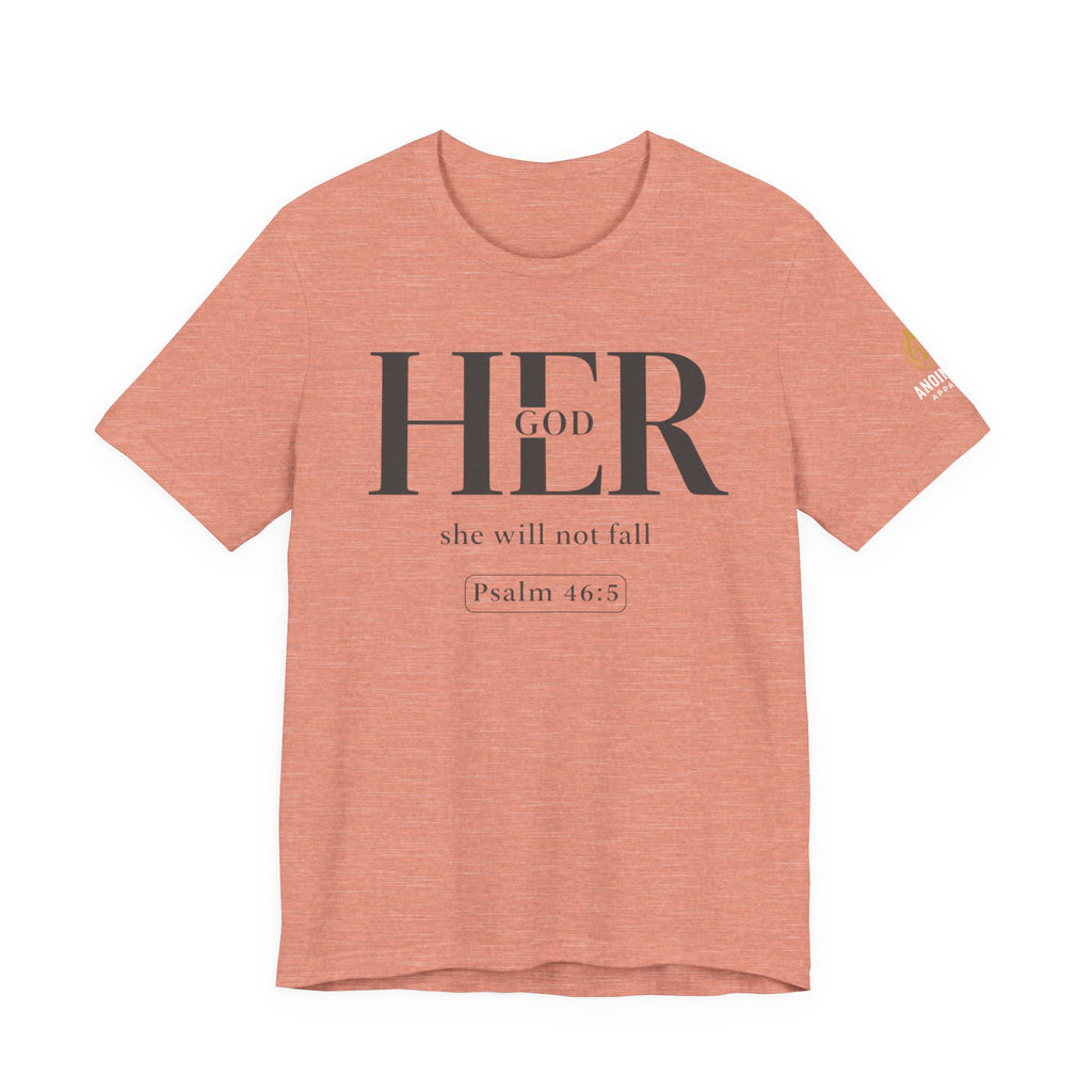 Psalm 46:5 - "God is Within Her" (Ladies) (Design on Front/Logo on Sleeve)