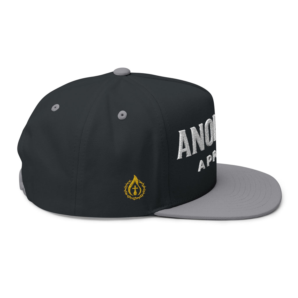"Anointed" Flat Bill Snapback (White/No Outline) (Embroidered Front/Side)
