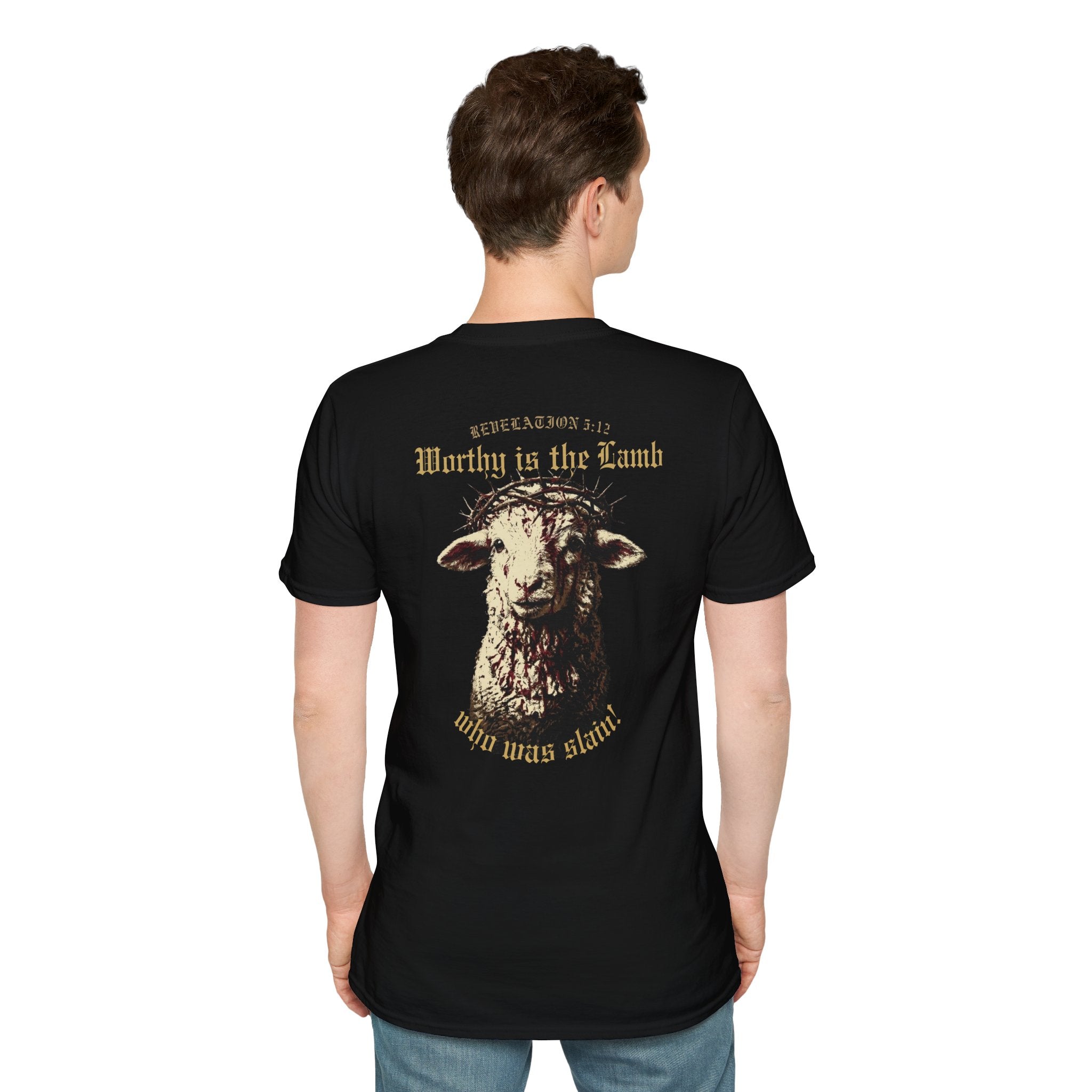 Revelation 5:12 - "Worthy is the Lamb" (Design on Back/Logo on Front)
