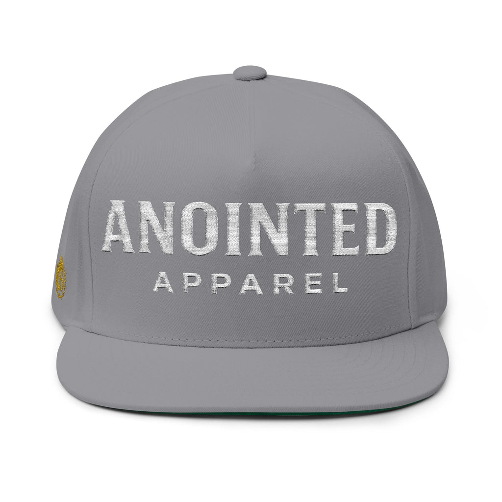 "Anointed" Flat Bill Snapback (White/No Outline) (Embroidered Front/Side)