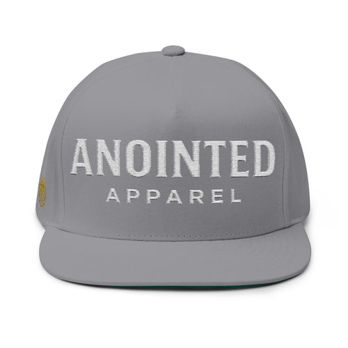"Anointed" Flat Bill Snapback (White/No Outline) (Embroidered Front/Side)