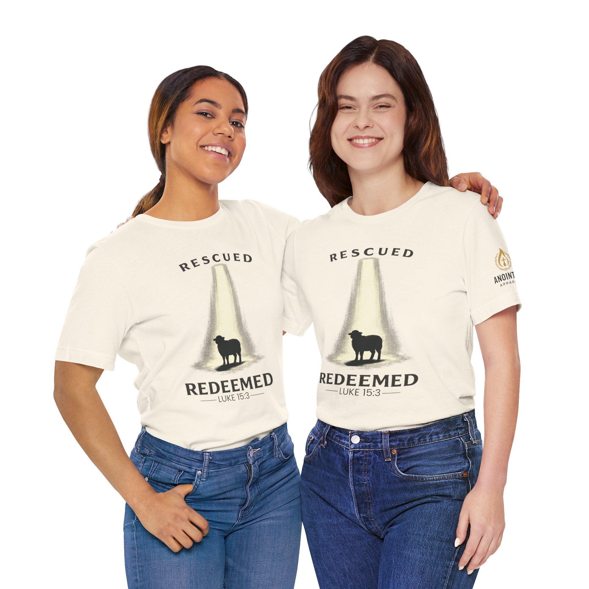 Luke 15:3 "Rescued and Redeemed" (Design on Front/Logo on Sleeve)