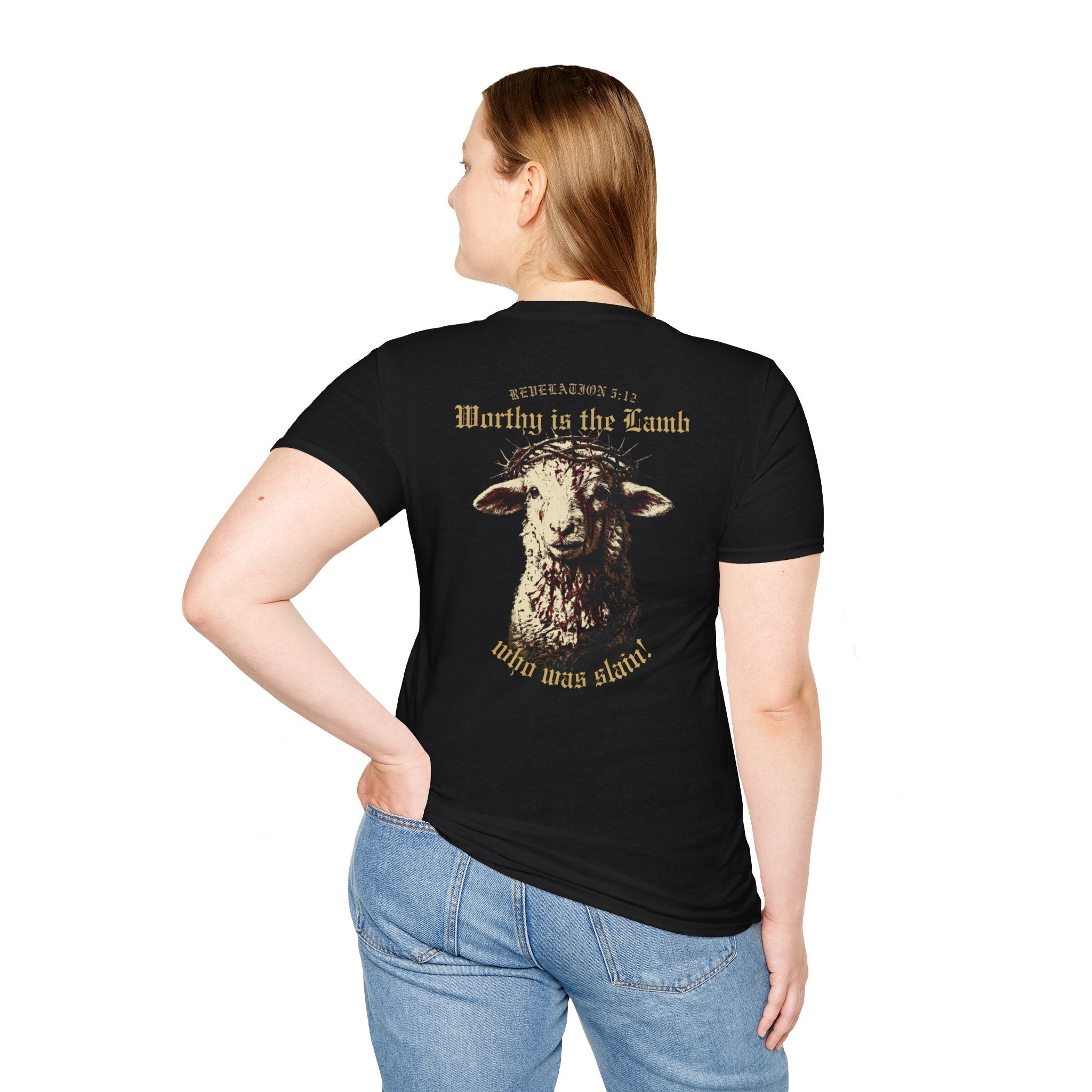 Revelation 5:12 - "Worthy is the Lamb" (Design on Back/Logo on Front)