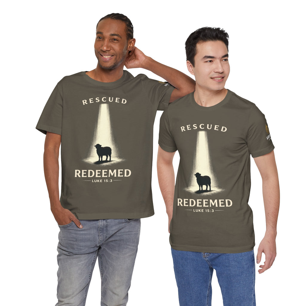 Luke 15:3 "Rescued and Redeemed" (Design on Front/Logo on Sleeve)