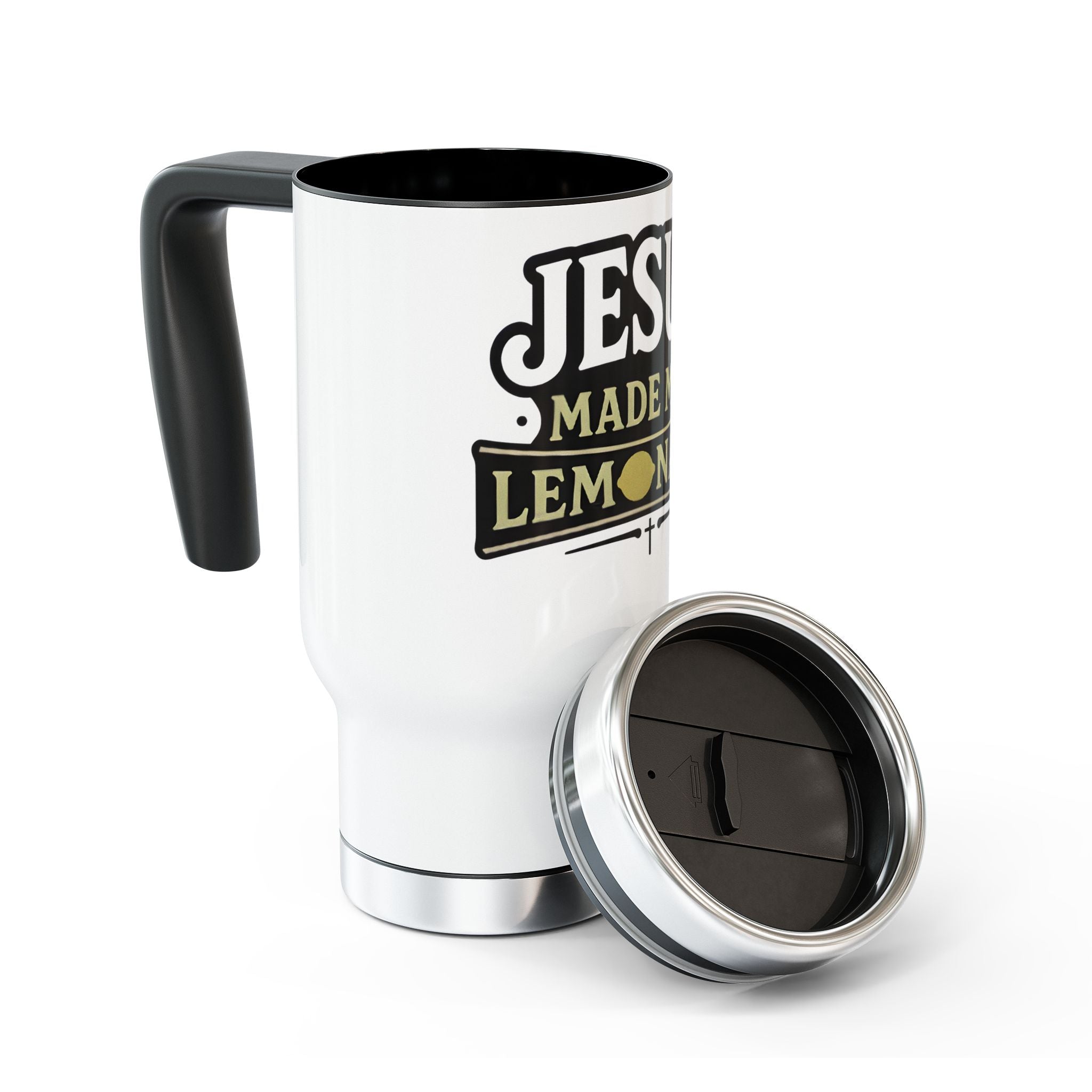 Jesus Made My Lemonade Stainless Steel Travel Mug — 14oz Christian Faith Tumbler
