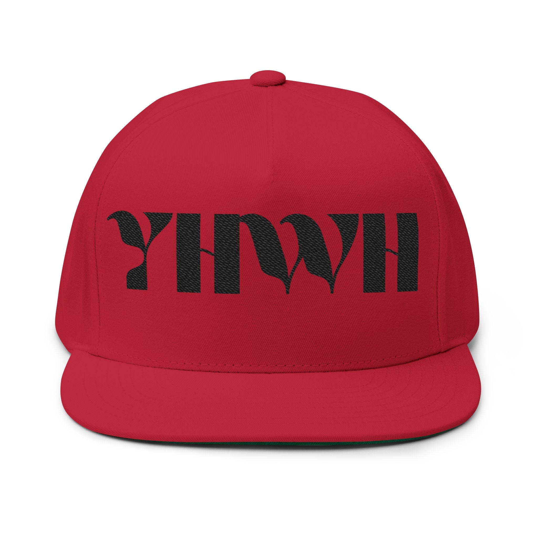 "YHWH" (Black) Flat Bill Snapback (Embroidered Front/Back)