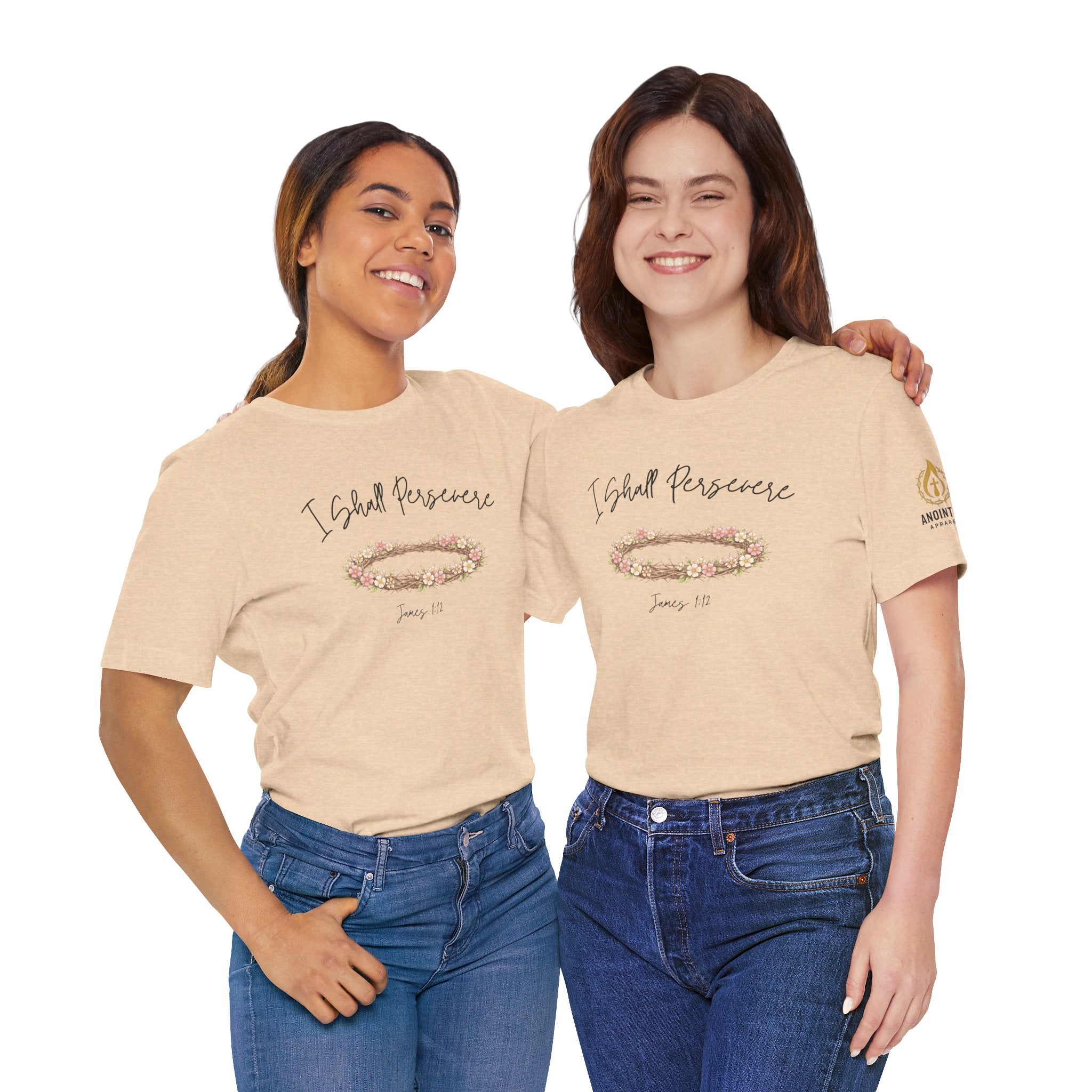 James 1:12 - "Crown of Life" (Ladies) (Design on Front/Logo on Sleeve)