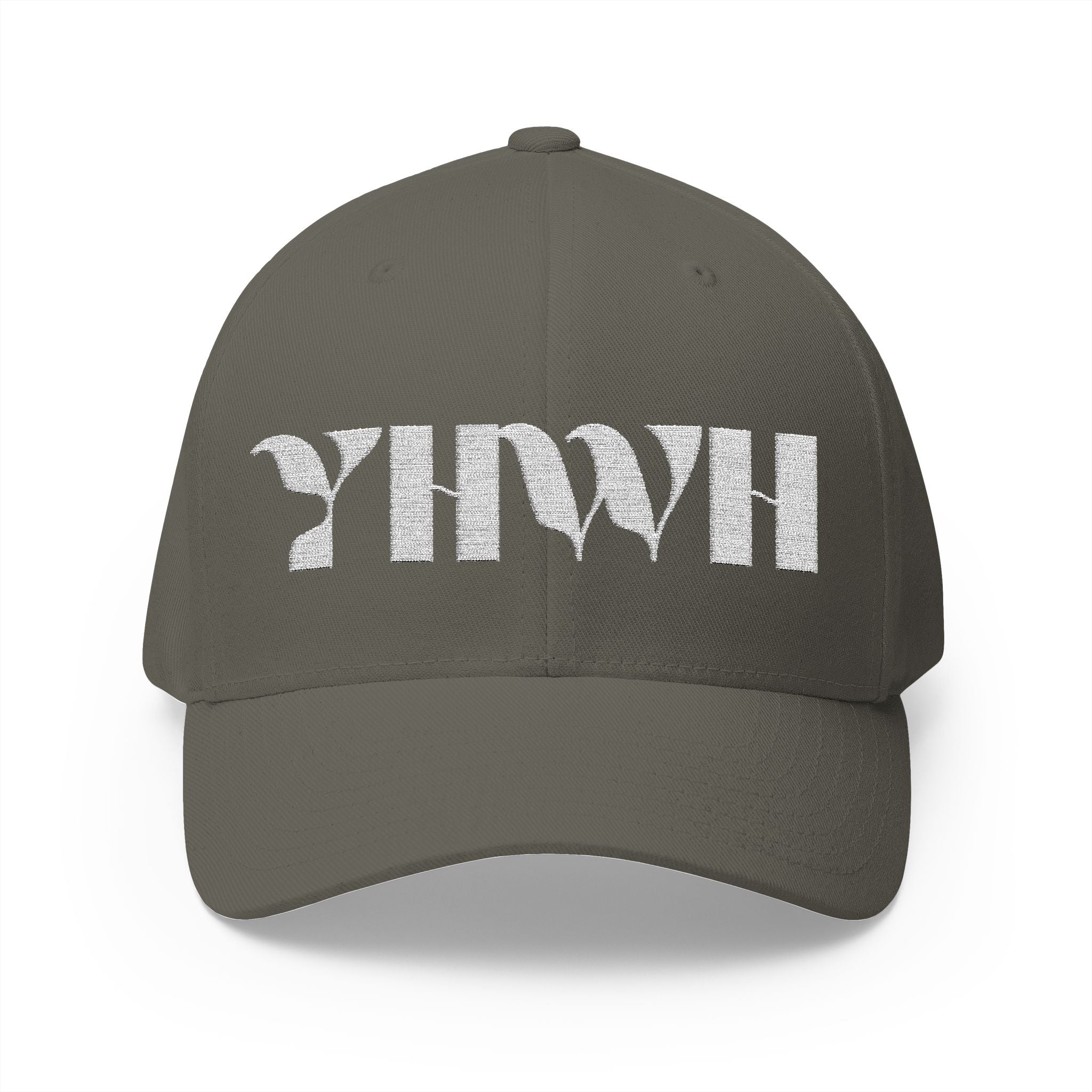 "YHWH" FlexFit Closed-Back (WHITE) (Embroidered Front/Back)