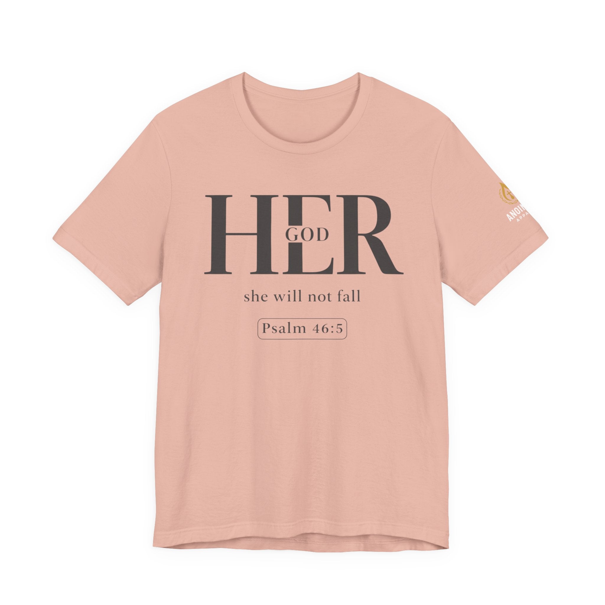 Psalm 46:5 - "God is Within Her" (Ladies) (Design on Front/Logo on Sleeve)