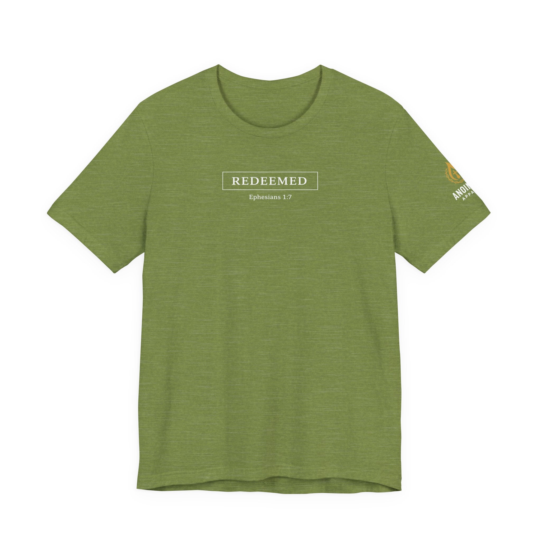 Ephesians 1:7 "Redeemed" (Design on Front/Logo on Sleeve)
