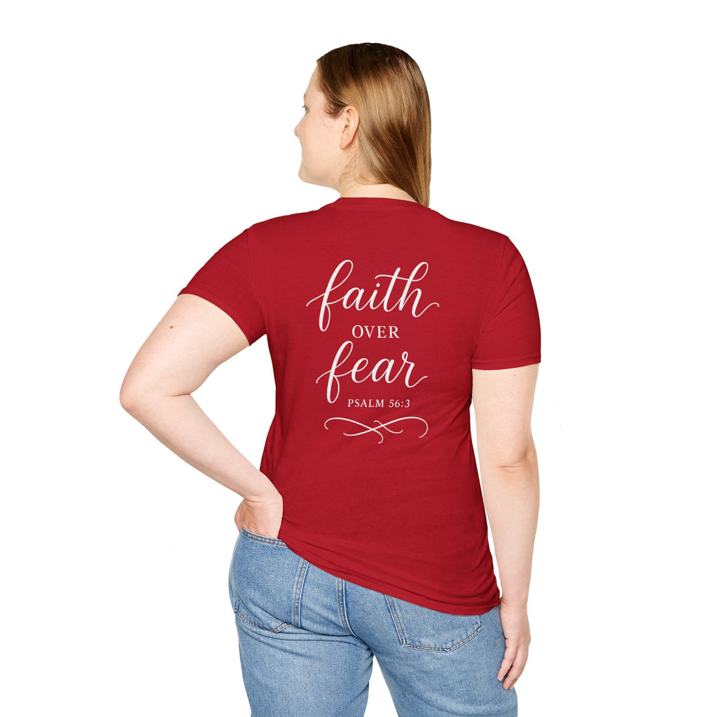 "Faith Over Fear" (Ladies) (Design on Back/Logo on Front)