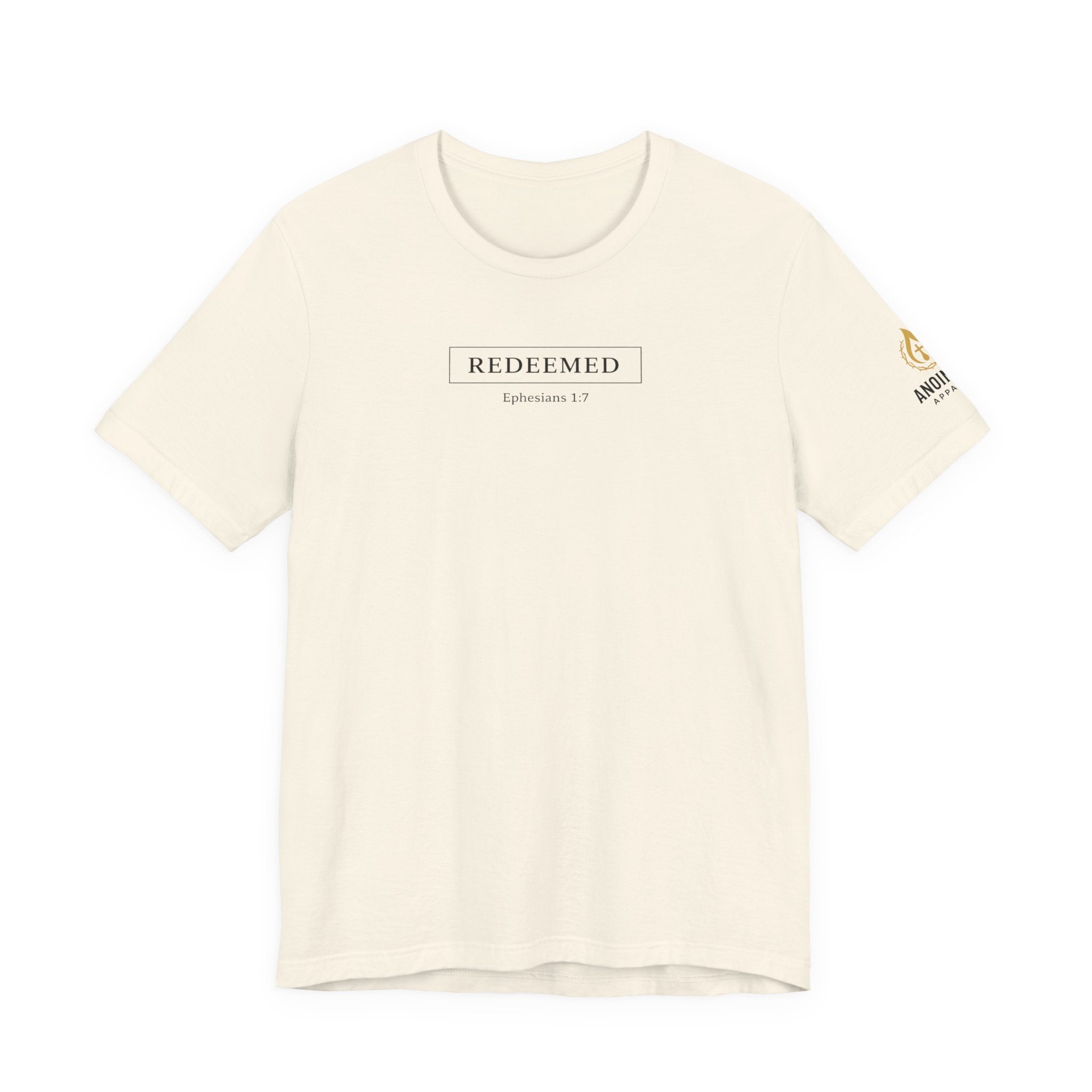 Ephesians 1:7 "Redeemed" (Design on Front/Logo on Sleeve)