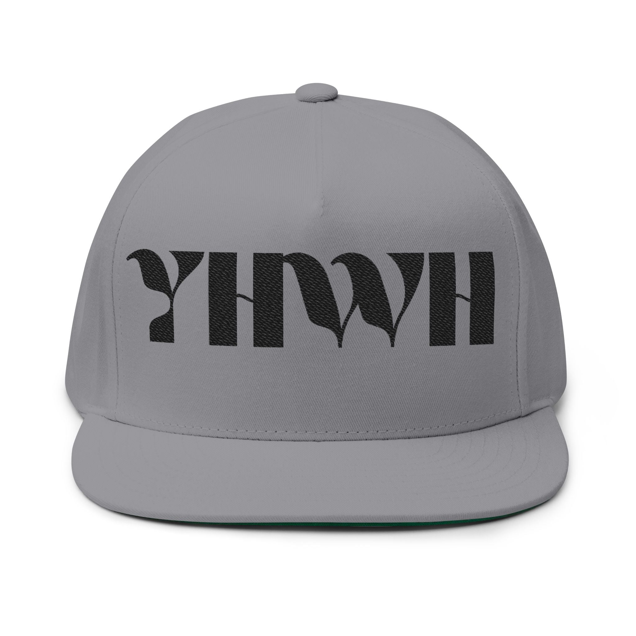 "YHWH" (Black) Flat Bill Snapback (Embroidered Front/Back)