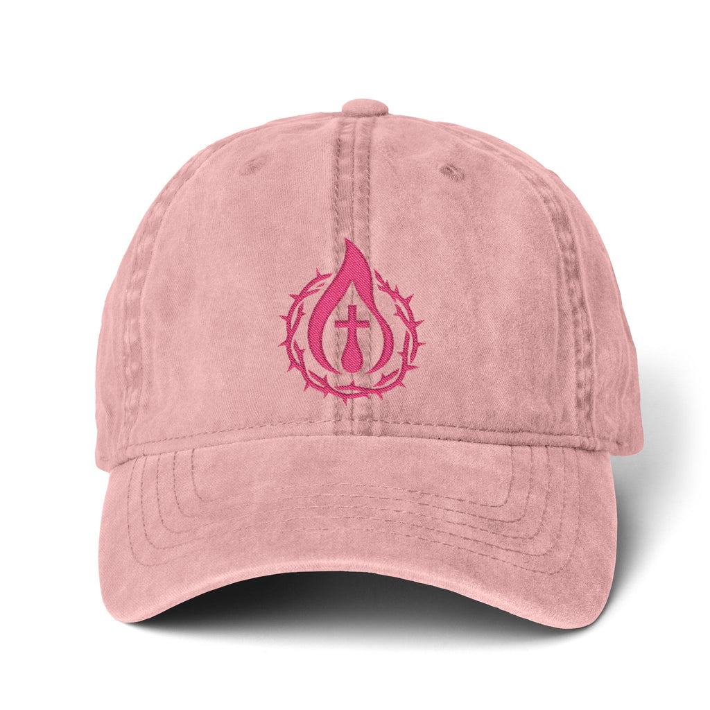 Women's "Anointed" Christian Cap (Pink Logo) (makeup-resistant w/ concealed ponytail opening)
