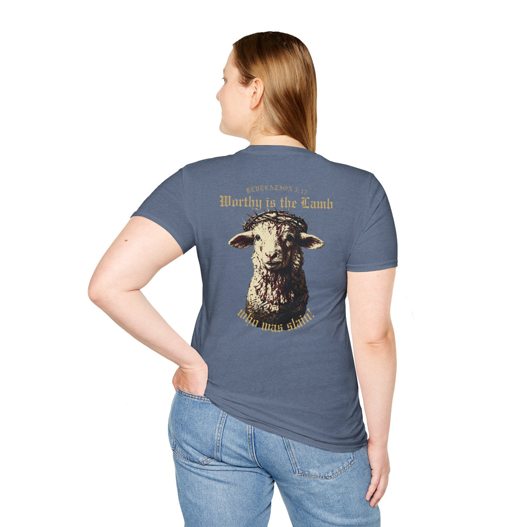 Revelation 5:12 - "Worthy is the Lamb" (Design on Back/Logo on Front)