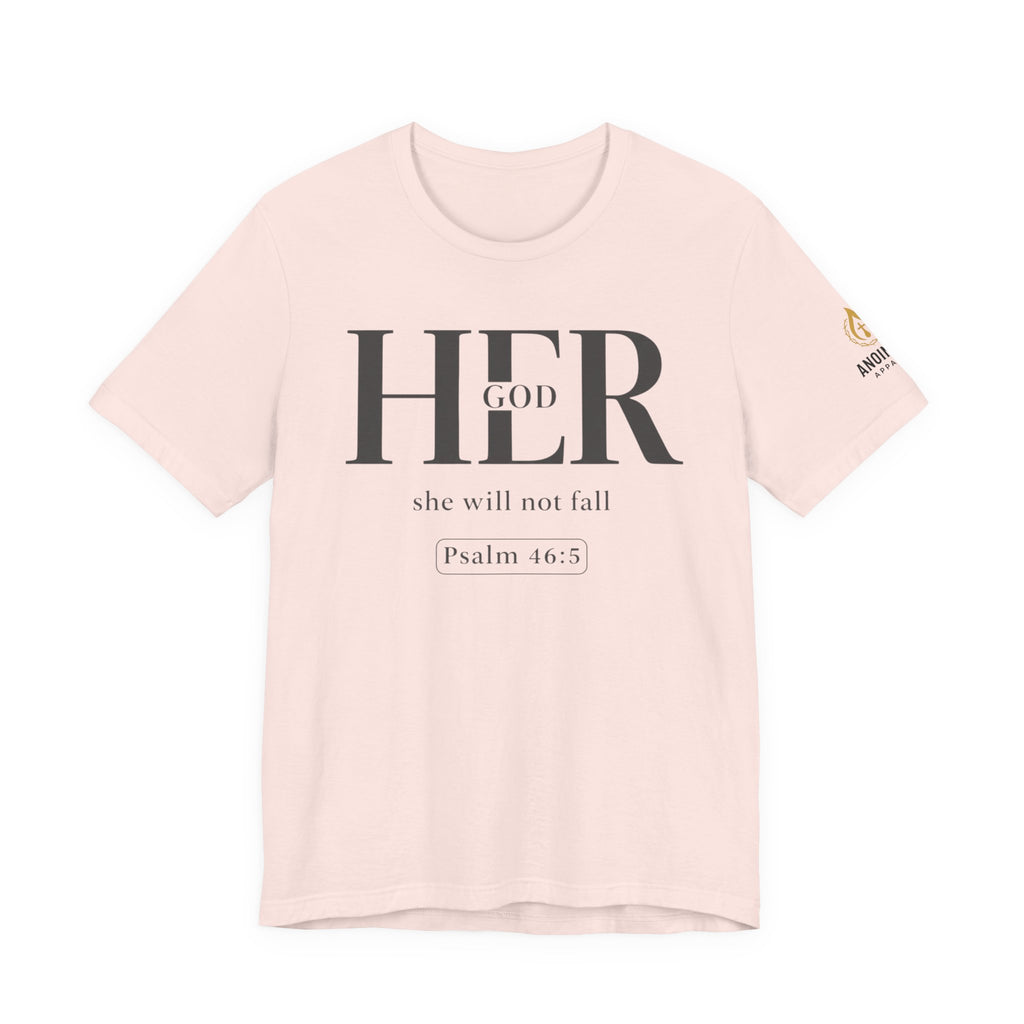 Psalm 46:5 - "God is Within Her" (Ladies) (Design on Front/Logo on Sleeve)