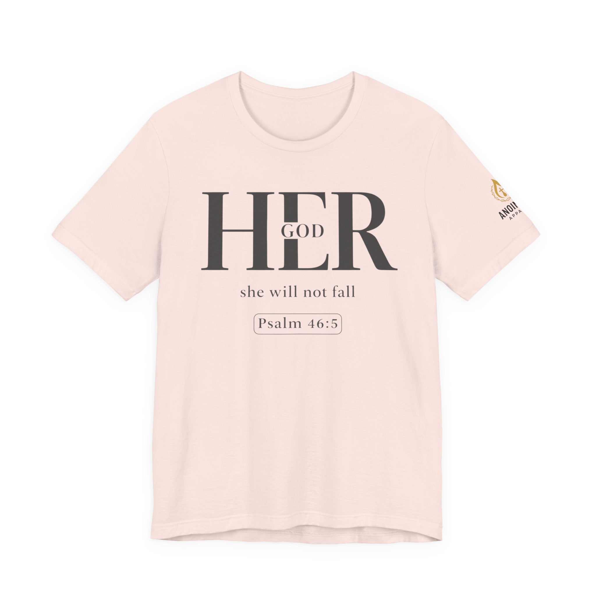 Psalm 46:5 - "God is Within Her" (Ladies) (Design on Front/Logo on Sleeve)