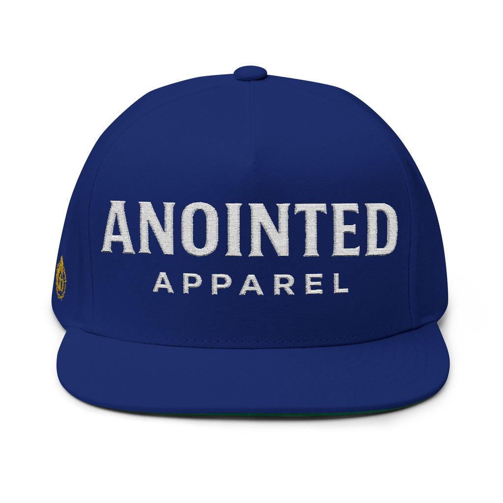 "Anointed" Flat Bill Snapback (White/No Outline) (Embroidered Front/Side)