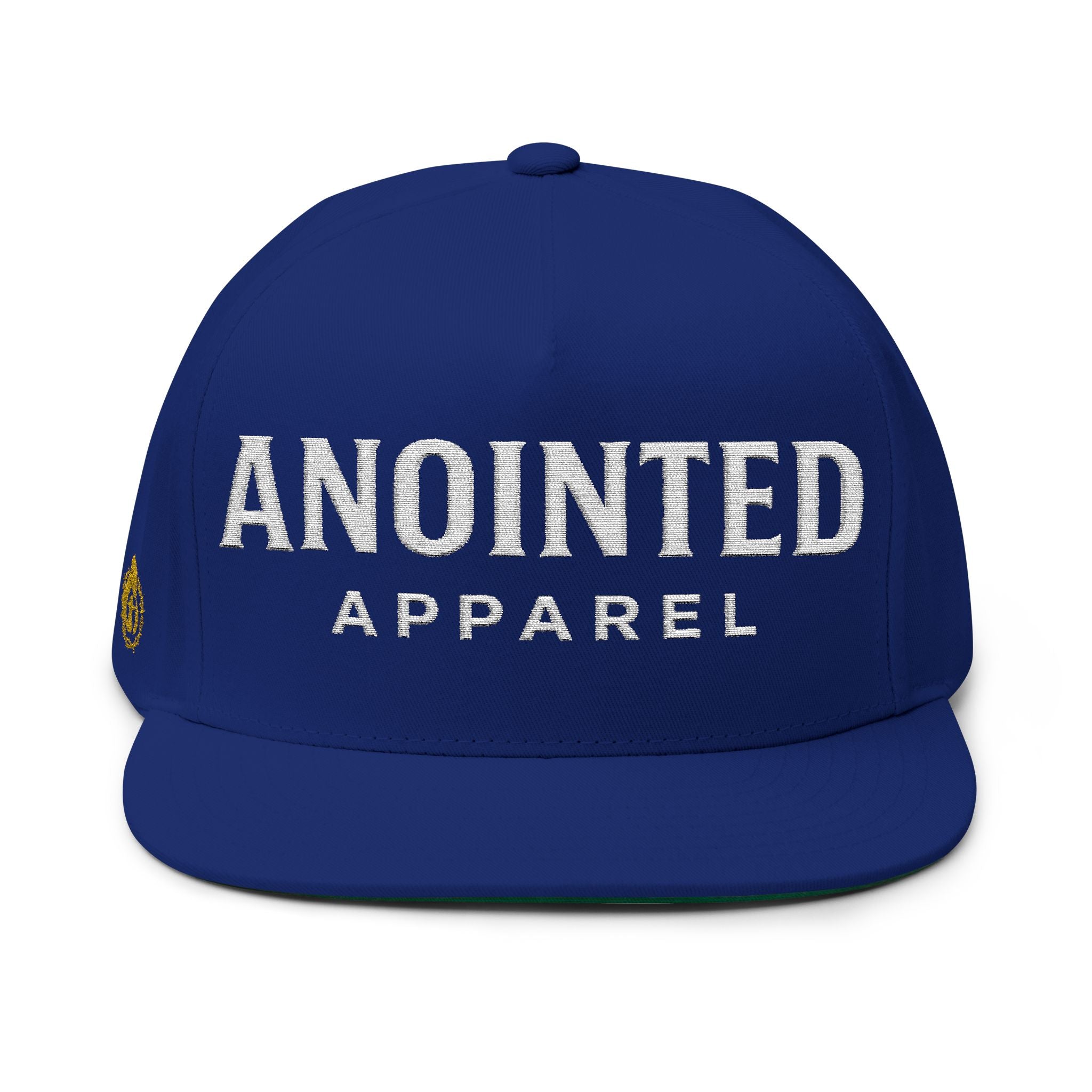 "Anointed" Flat Bill Snapback (White/No Outline) (Embroidered Front/Side)