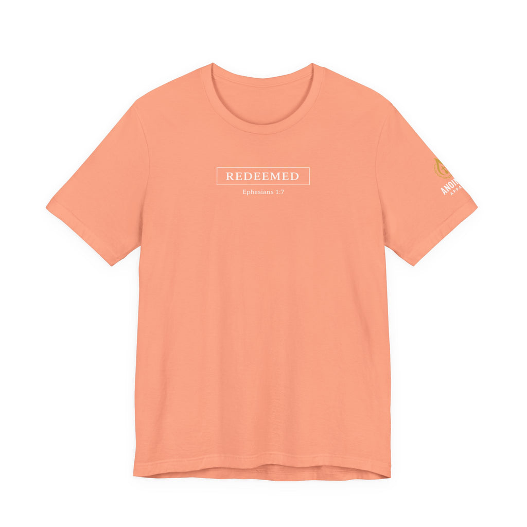Ephesians 1:7 "Redeemed" (Design on Front/Logo on Sleeve)
