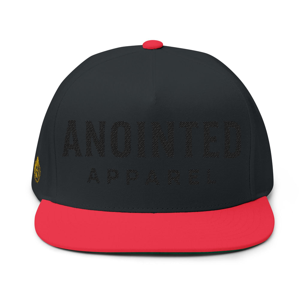 "Anointed" Flat Bill Snapback (Black) (Embroidered Front/Side)