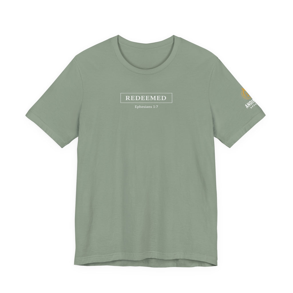 Ephesians 1:7 "Redeemed" (Design on Front/Logo on Sleeve)