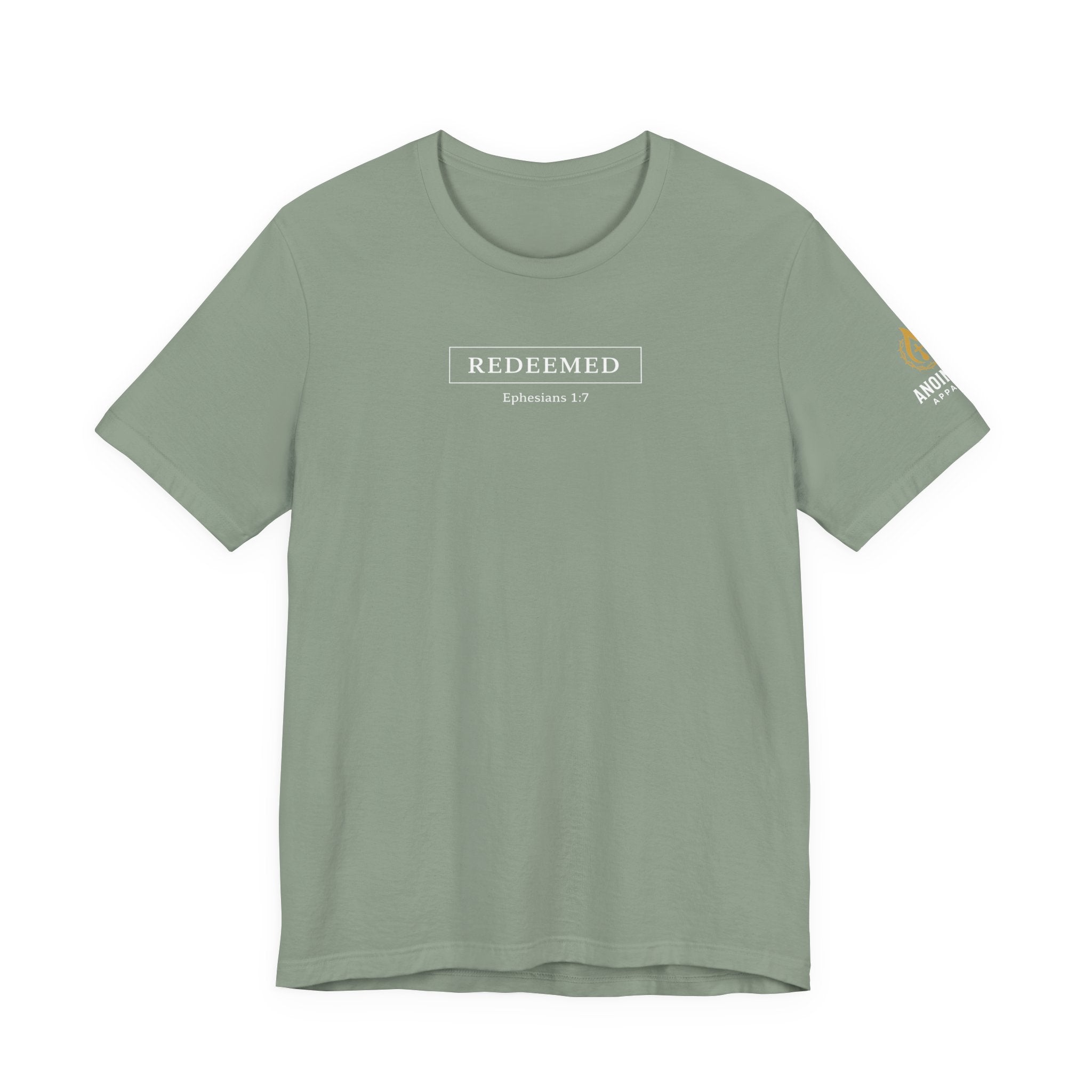 Ephesians 1:7 "Redeemed" (Design on Front/Logo on Sleeve)