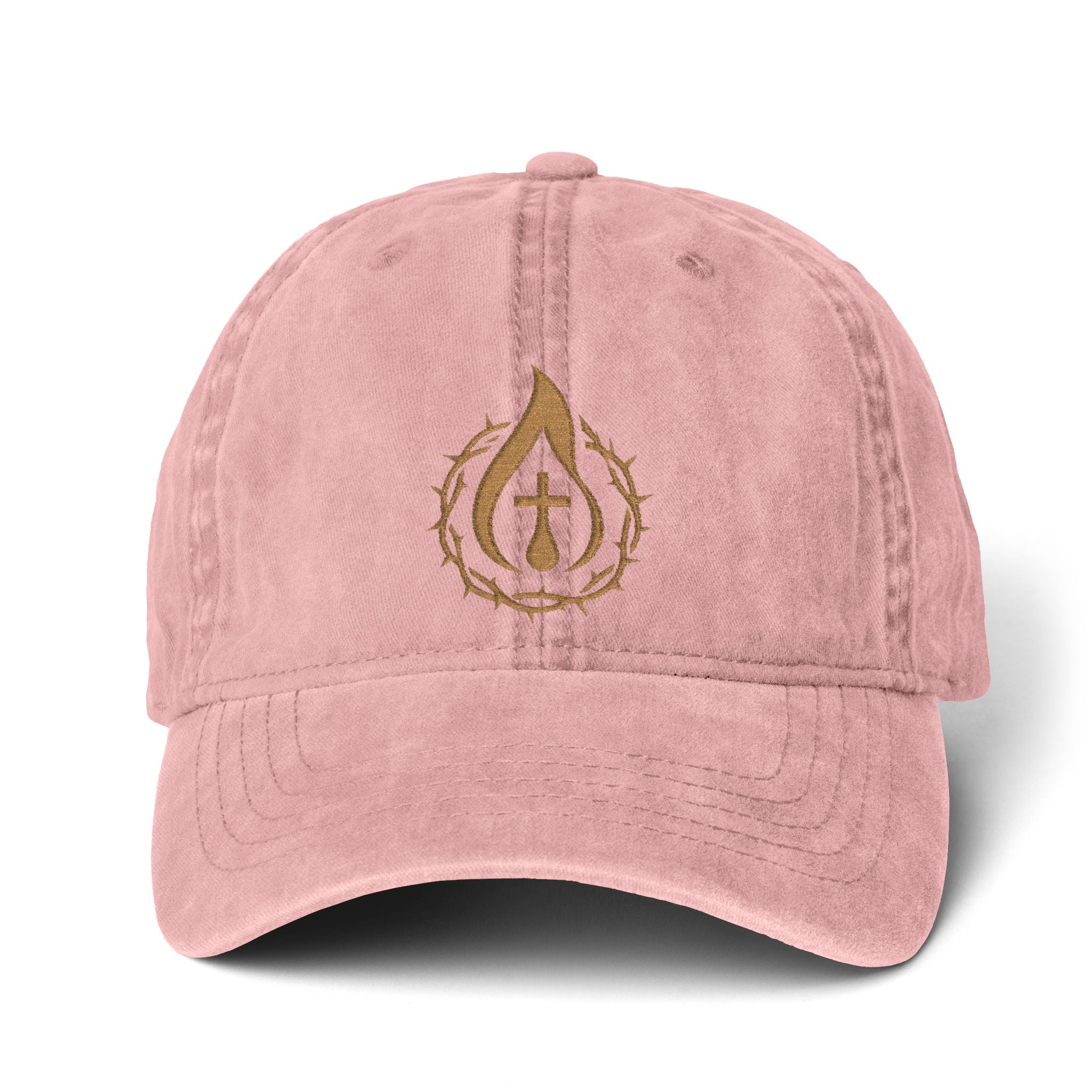Women's "Anointed" Christian Cap (Gold Logo) (makeup-resistant w/ concealed ponytail opening)