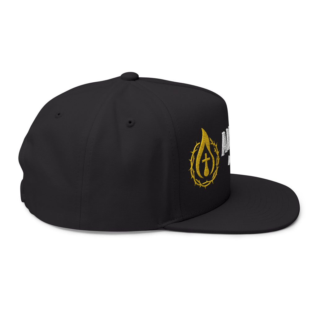 Flat Bill Snapback (White/No Outline)