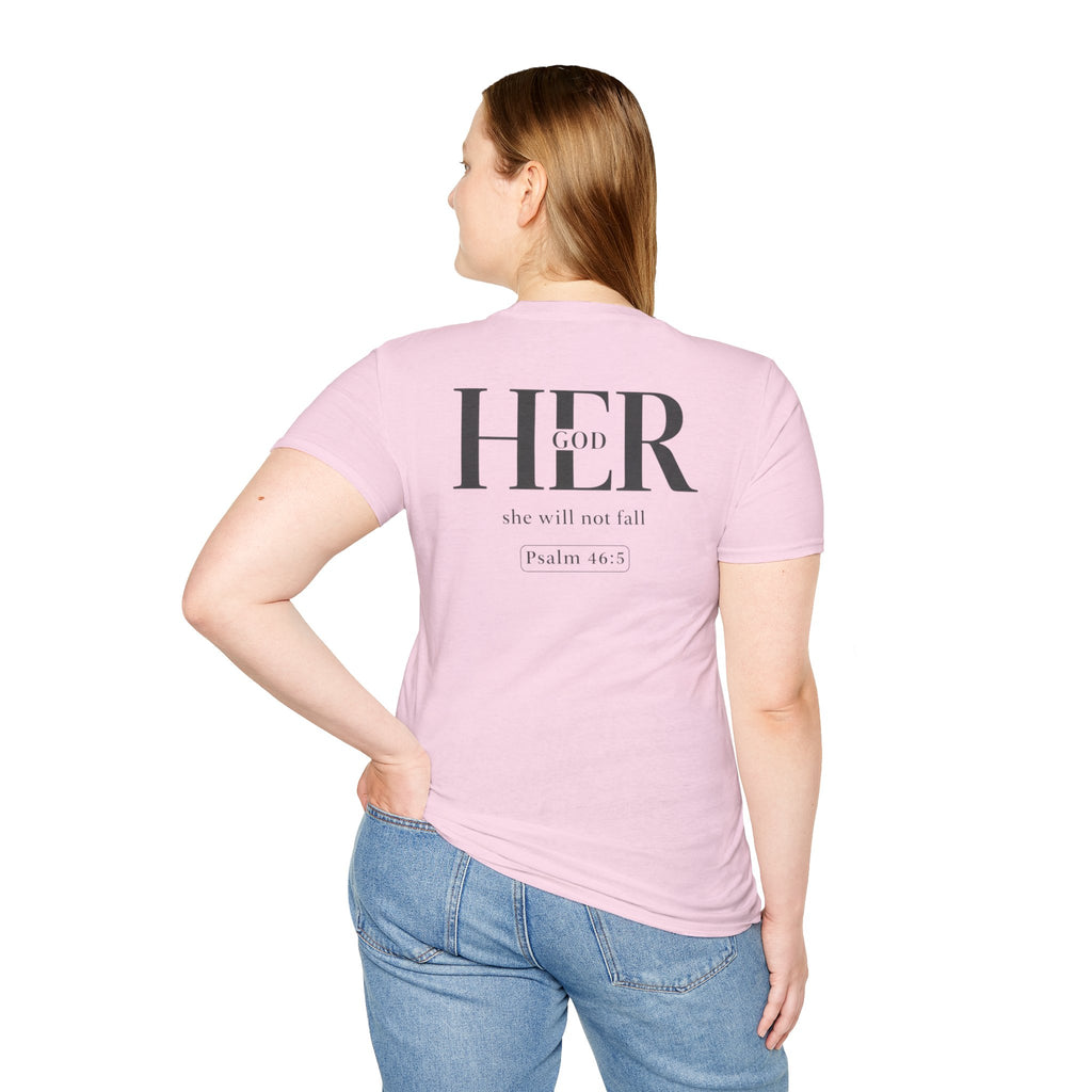 Psalm 46:5 - "God is Within Her" (Ladies) (Design on Back/Logo on Front)