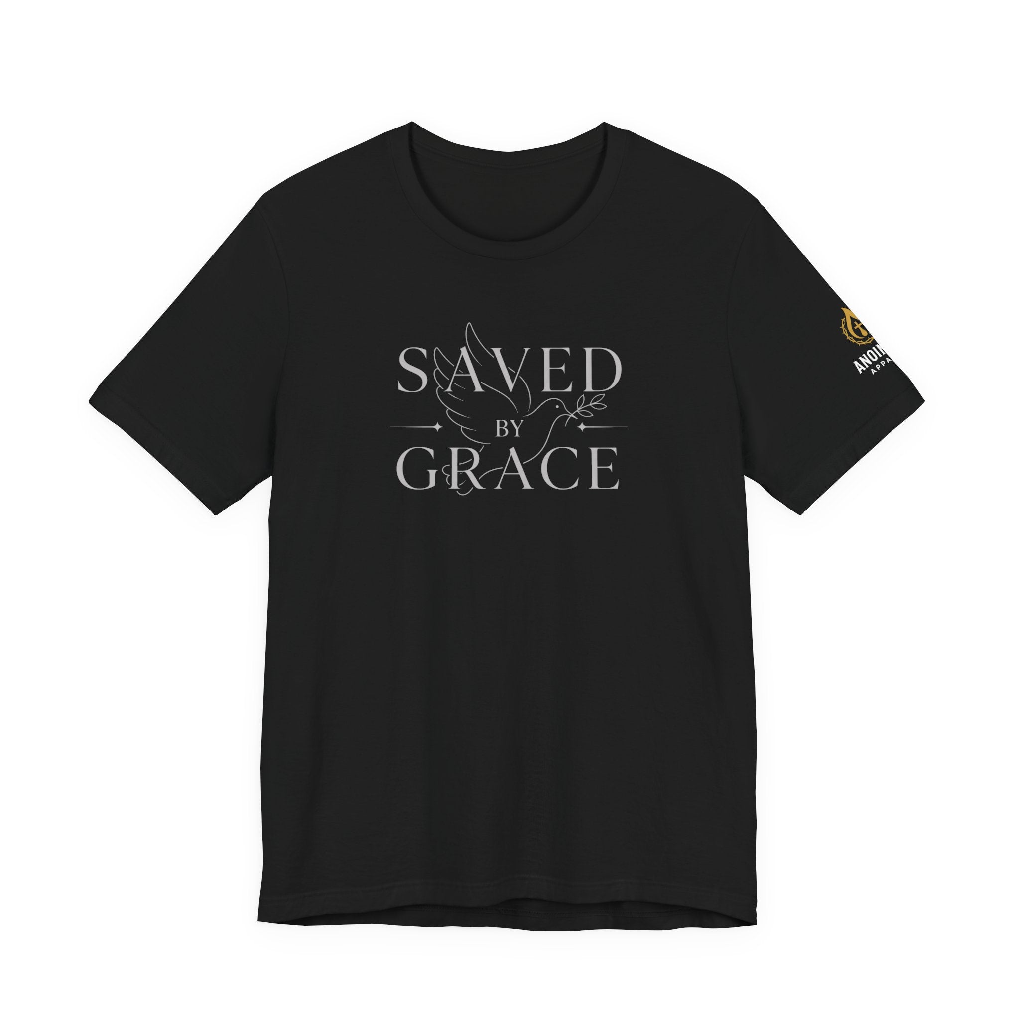 Ephesians 2:8 - "Saved by Grace" (Ladies) (Design on Front/Logo on Sleeve)