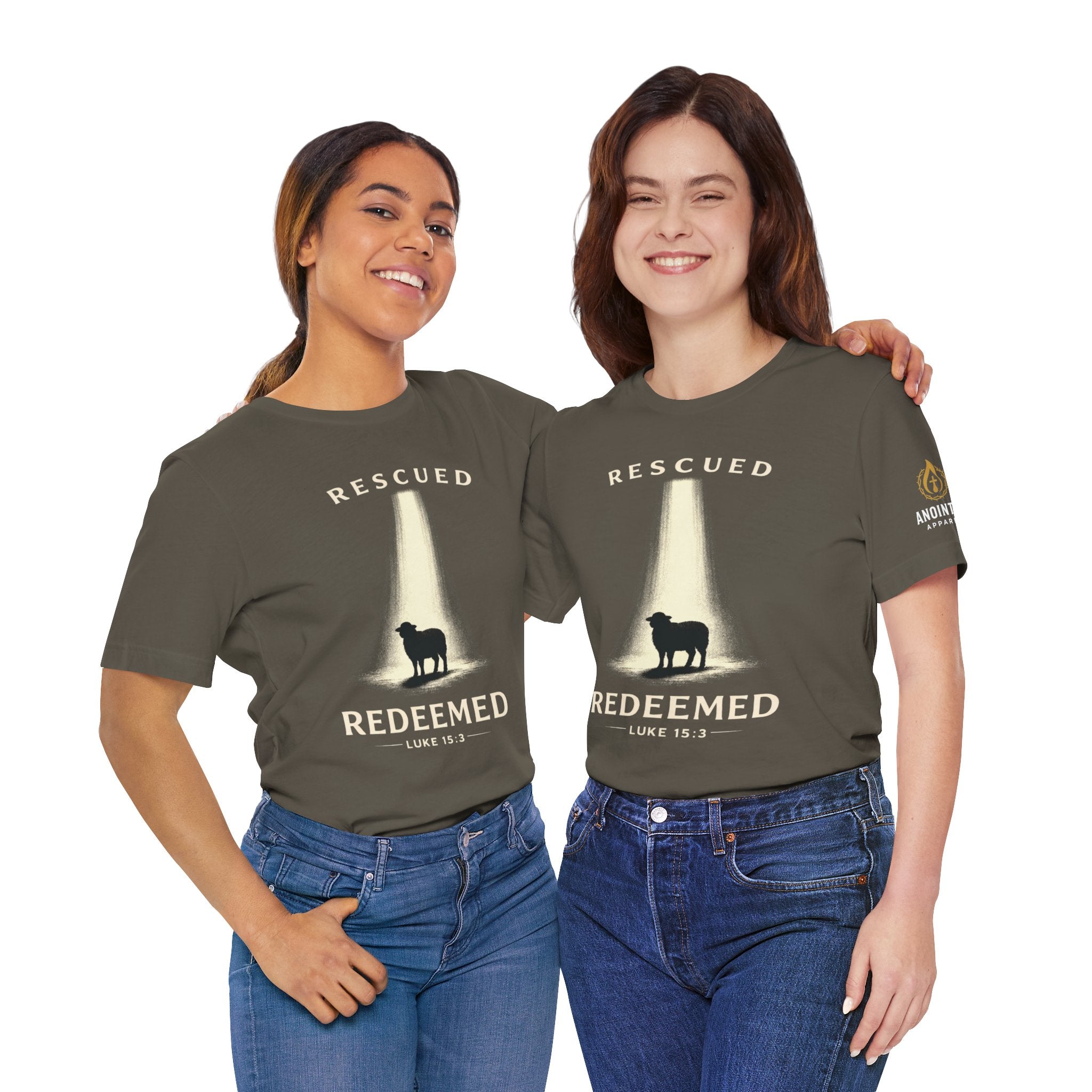 Luke 15:3 "Rescued and Redeemed" (Design on Front/Logo on Sleeve)