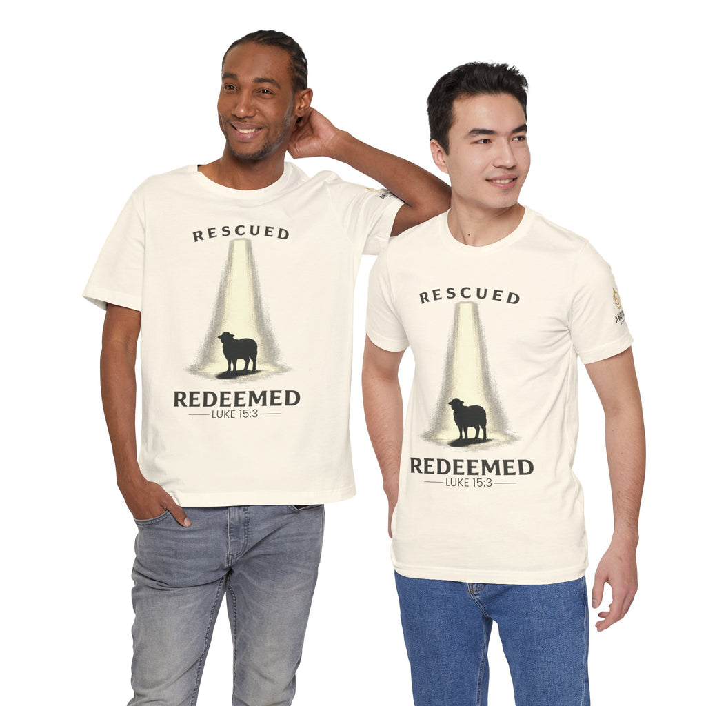Luke 15:3 "Rescued and Redeemed" (Design on Front/Logo on Sleeve)
