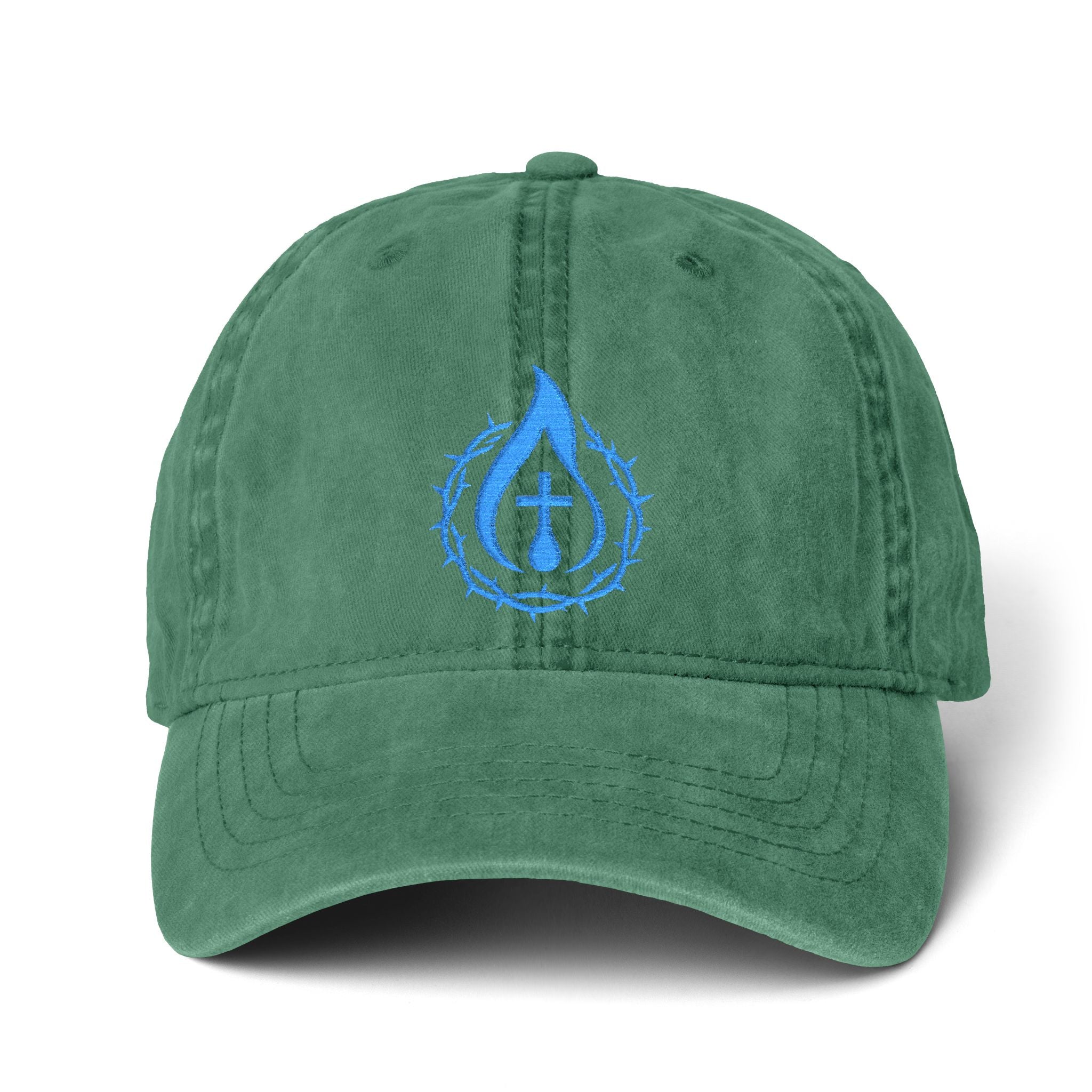 Women's "Anointed" Christian Cap (Blue Logo) (makeup-resistant, concealed ponytail opening)