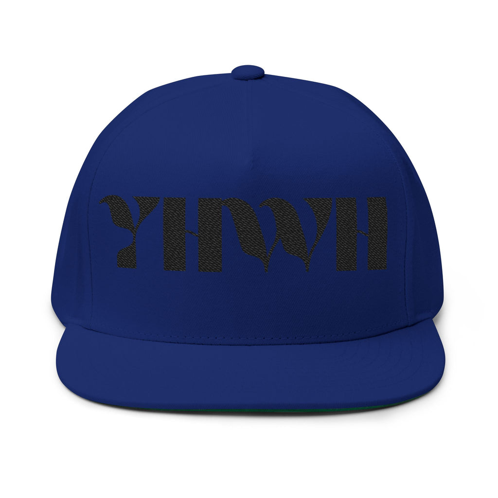 "YHWH" (Black) Flat Bill Snapback (Embroidered Front/Back)