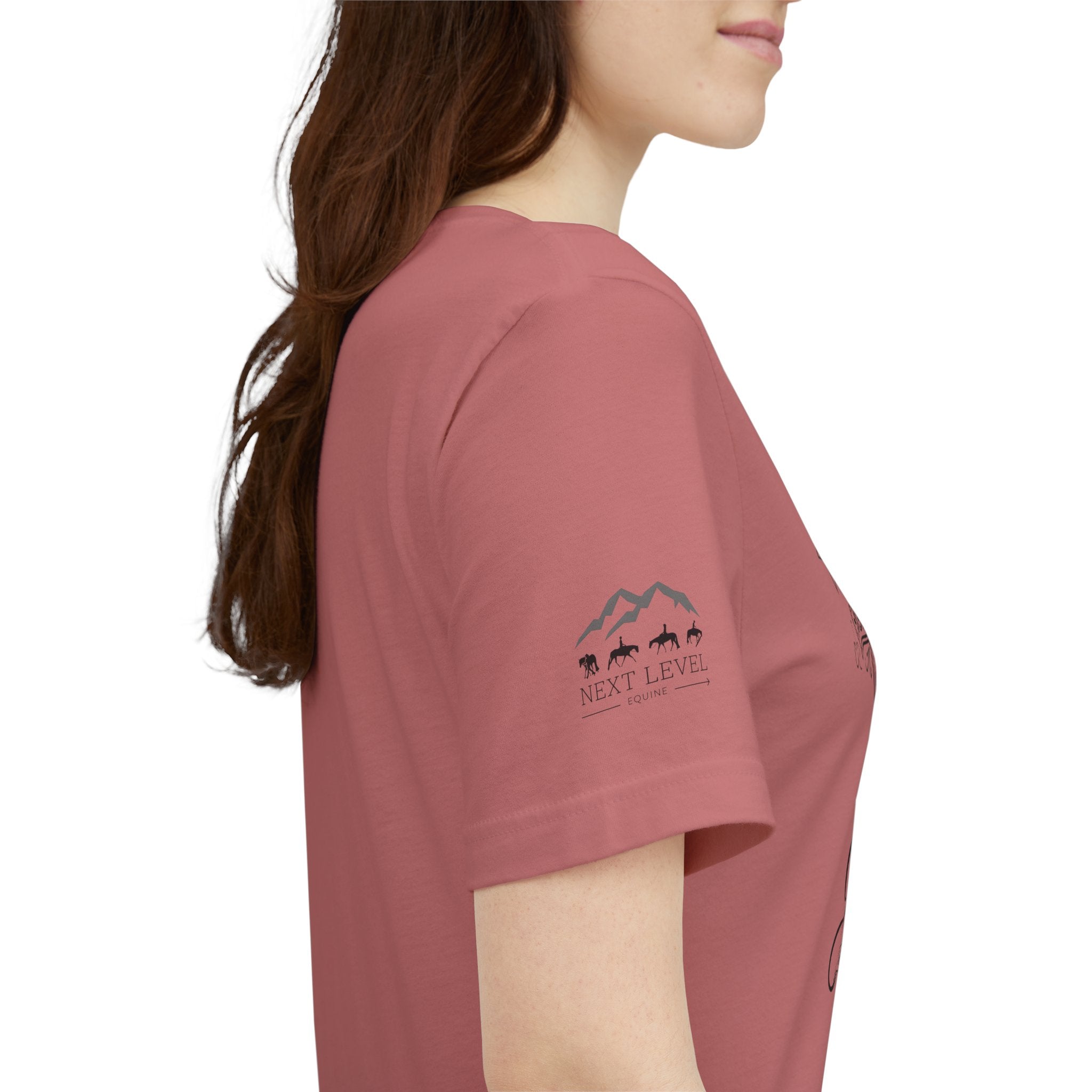 (NLE EDITION) Romans 8:14 - "I Ride With Jesus" (Ladies) (Design on Front/Logo on Sleeve)