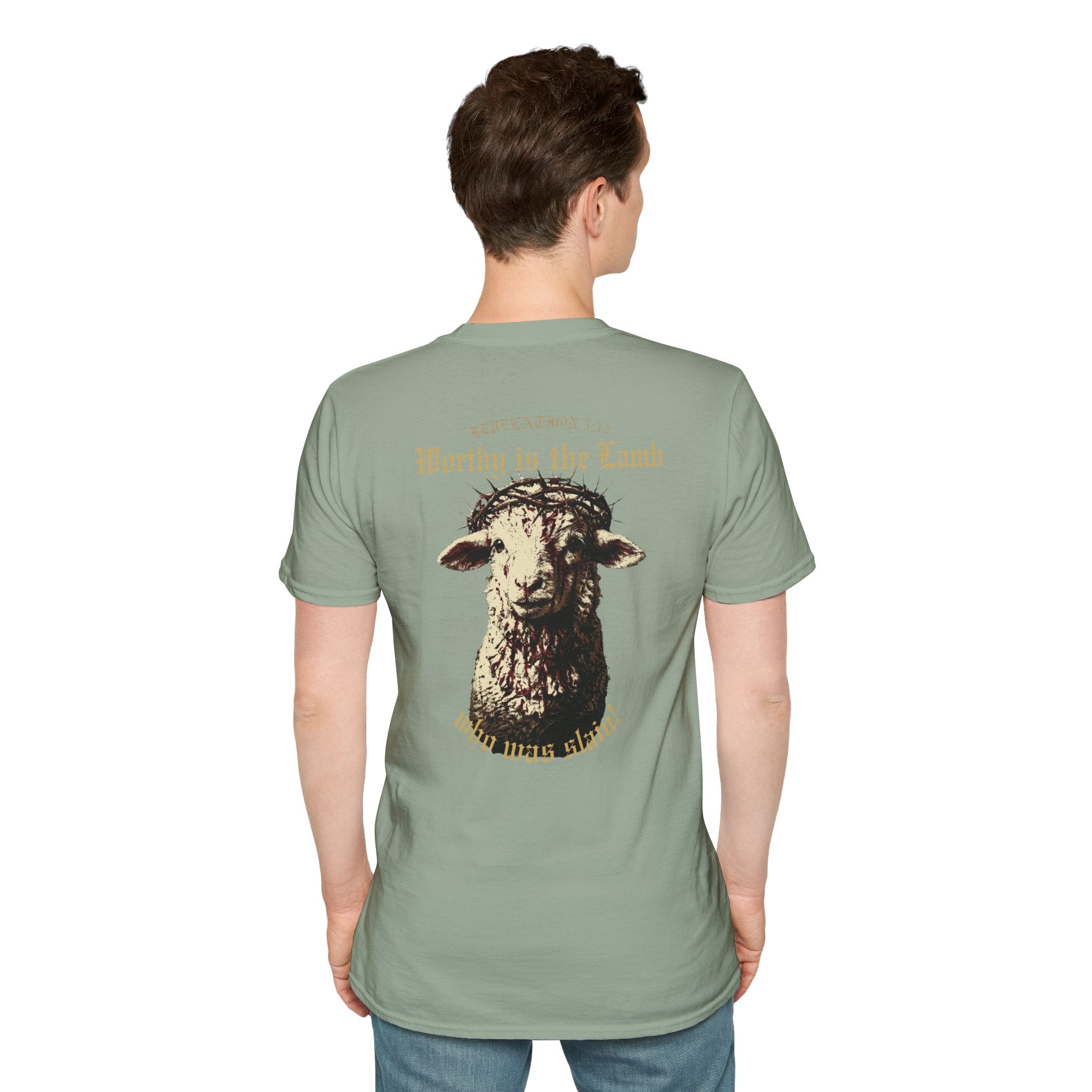 Revelation 5:12 - "Worthy is the Lamb" (Design on Back/Logo on Front)