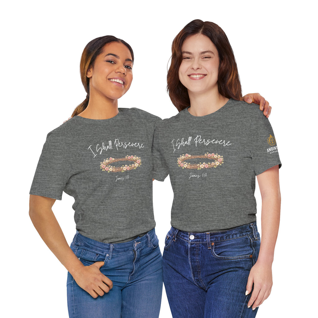 James 1:12 - "Crown of Life" (Ladies) (Design on Front/Logo on Sleeve)