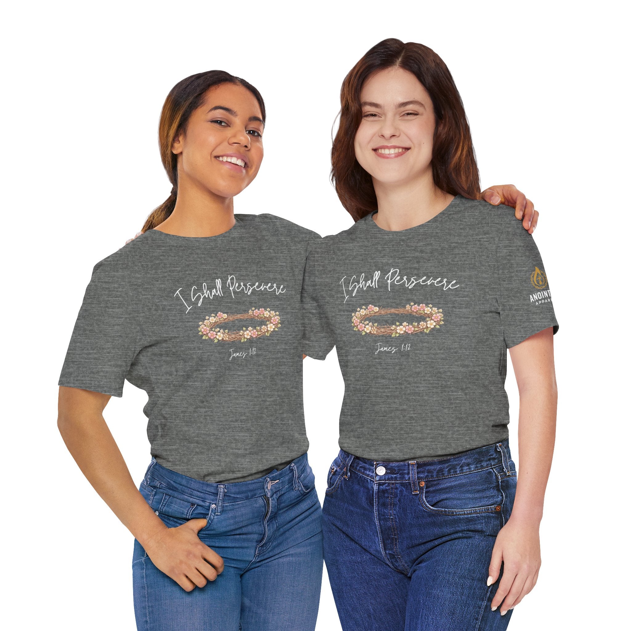 James 1:12 - "Crown of Life" (Ladies) (Design on Front/Logo on Sleeve)