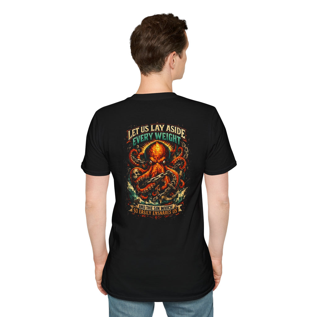Hebrews 12:1 - "Lay Sin Aside" (Design on Back/Logo on Front)